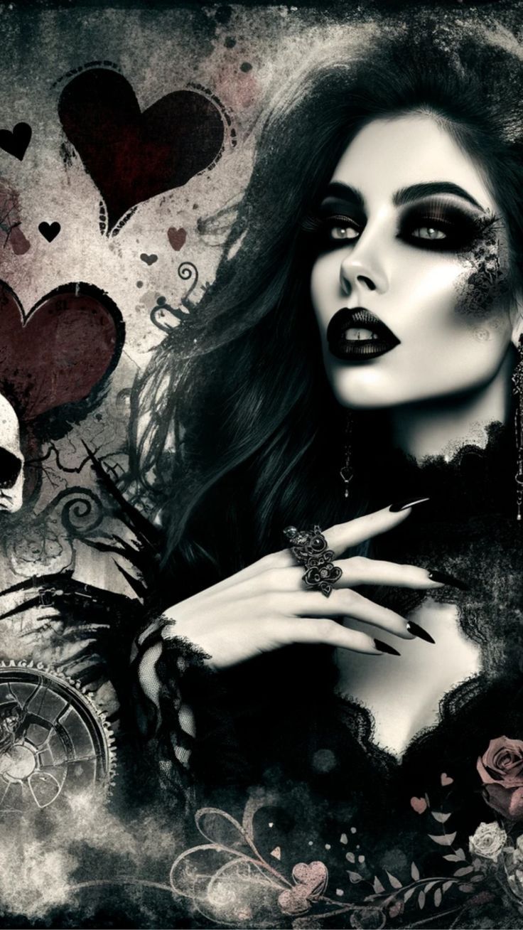 736x1308 Woman Dark Horror Vampire Goth Valentine's Day Wallpaper For IPhone