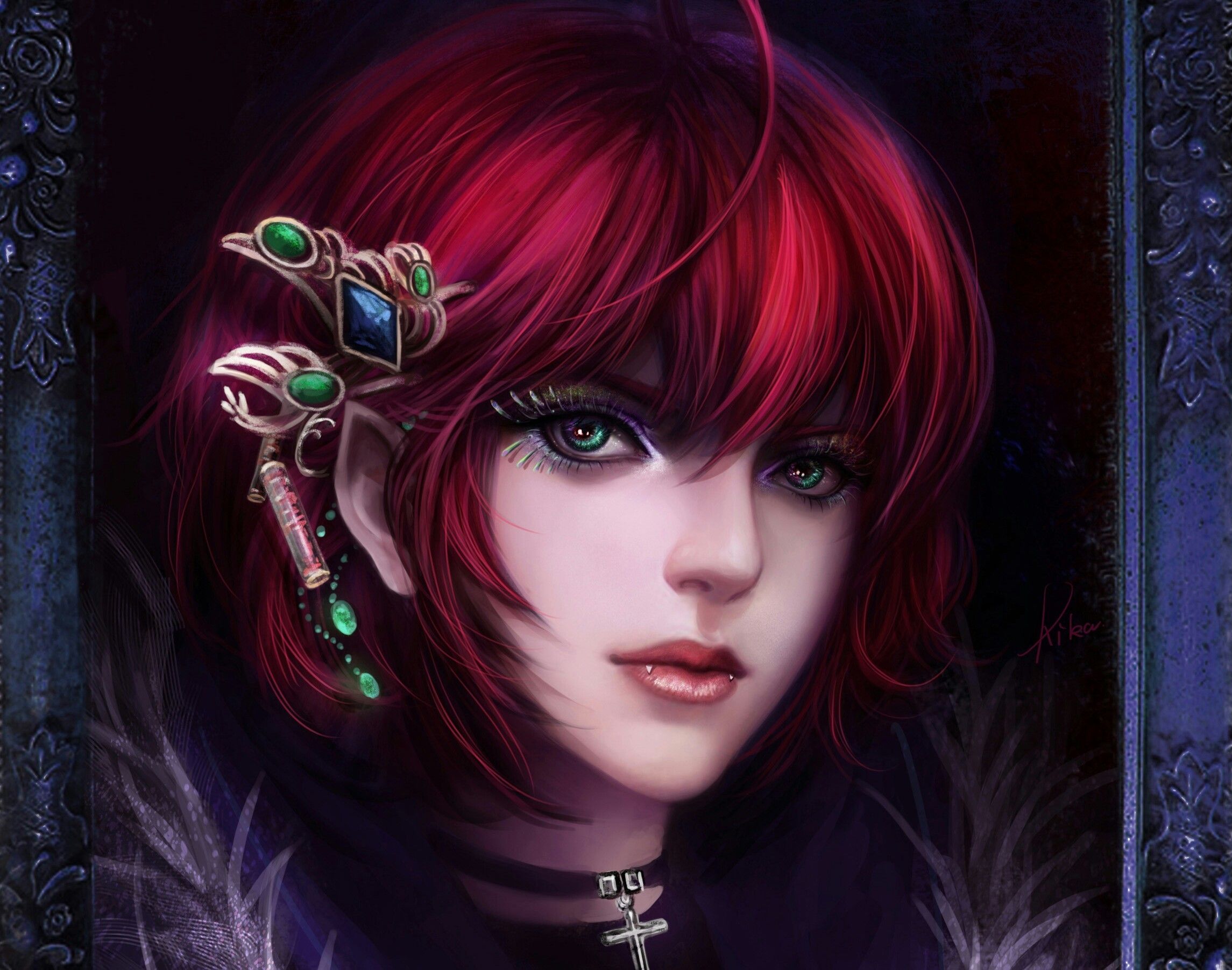 2290x1803 Wallpaper look, girl, face, vampire, vampire for mobile and desktop, section фантастика, resolution 2290x1803