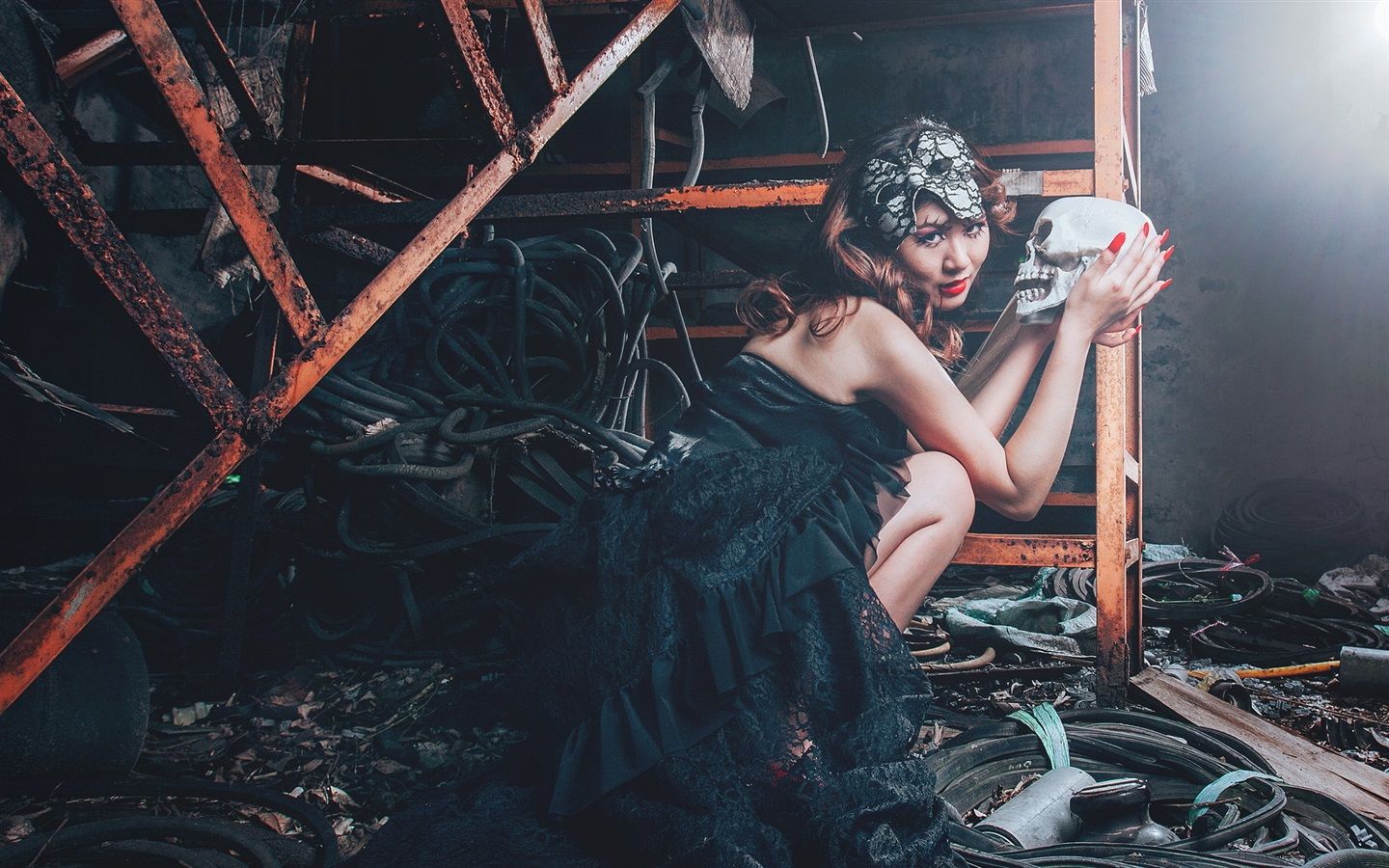 1440x900 Wallpaper Vampire girl and skull 1920x1200 Picture, Image