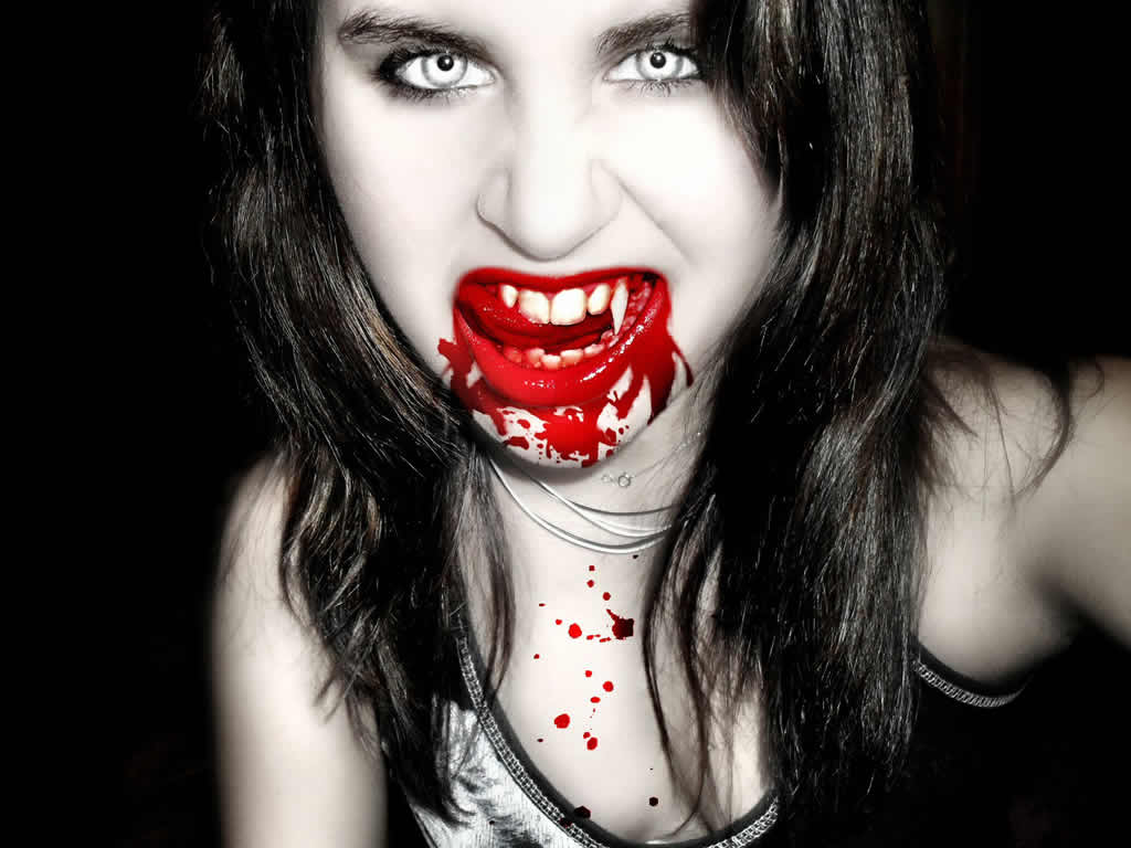 1024x768 Download wallpaper: women vampire blood, photo, wallpaper for desktop, download