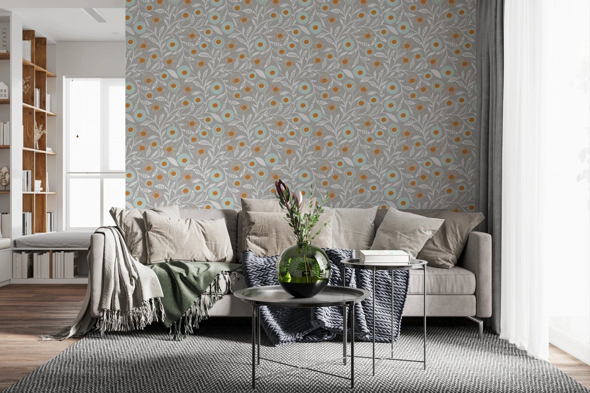 1946x1297 Cozy Scandi Folk Floral Warm Linen Wallpaper for Modern Walls