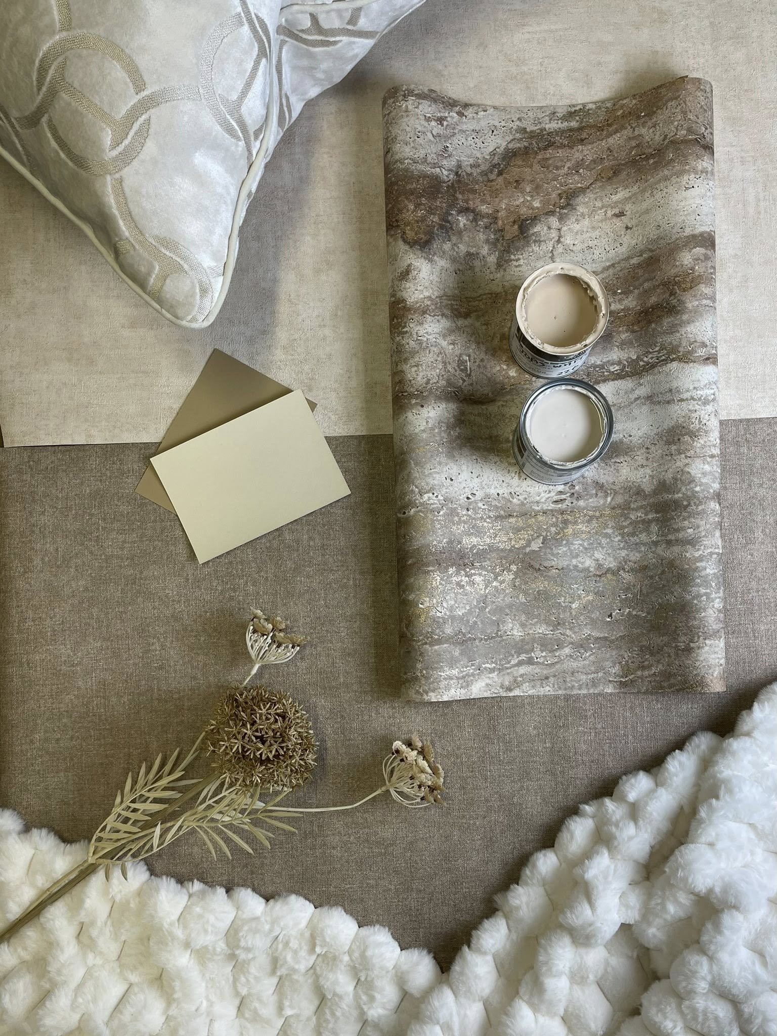 1536x2048 Creating A Calm, Cozy Space With Cream Wallpaper & Warm Tone Textures