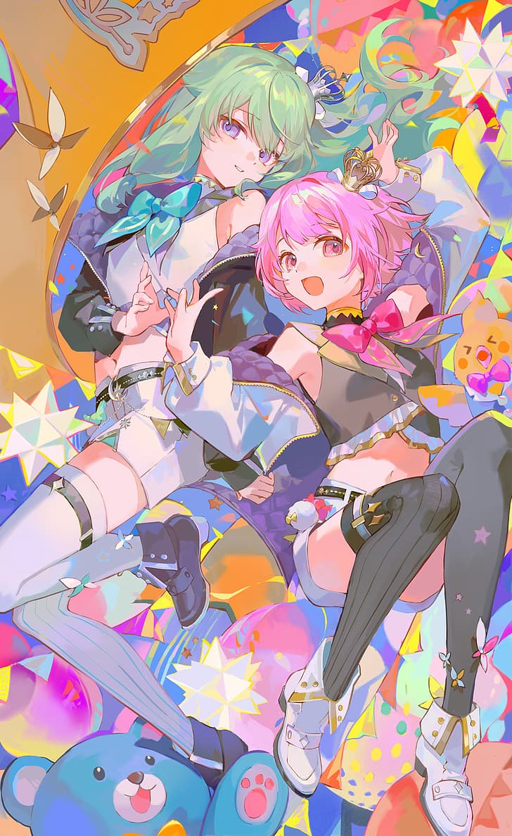 728x1188 HD wallpaper: haliya, Ootori Emu, Nene Kusanagi, Project Sekai Colorful Stage! feat. Hatsune Miku