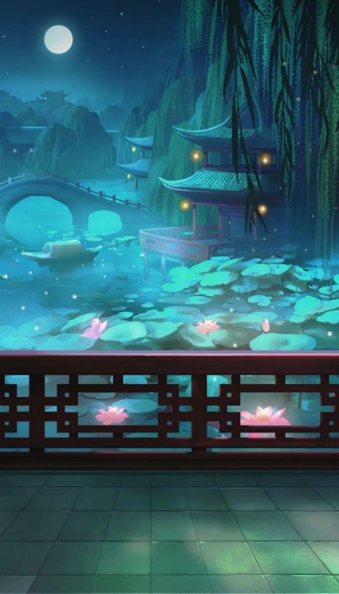 690x1208 Lotus Pool moon night