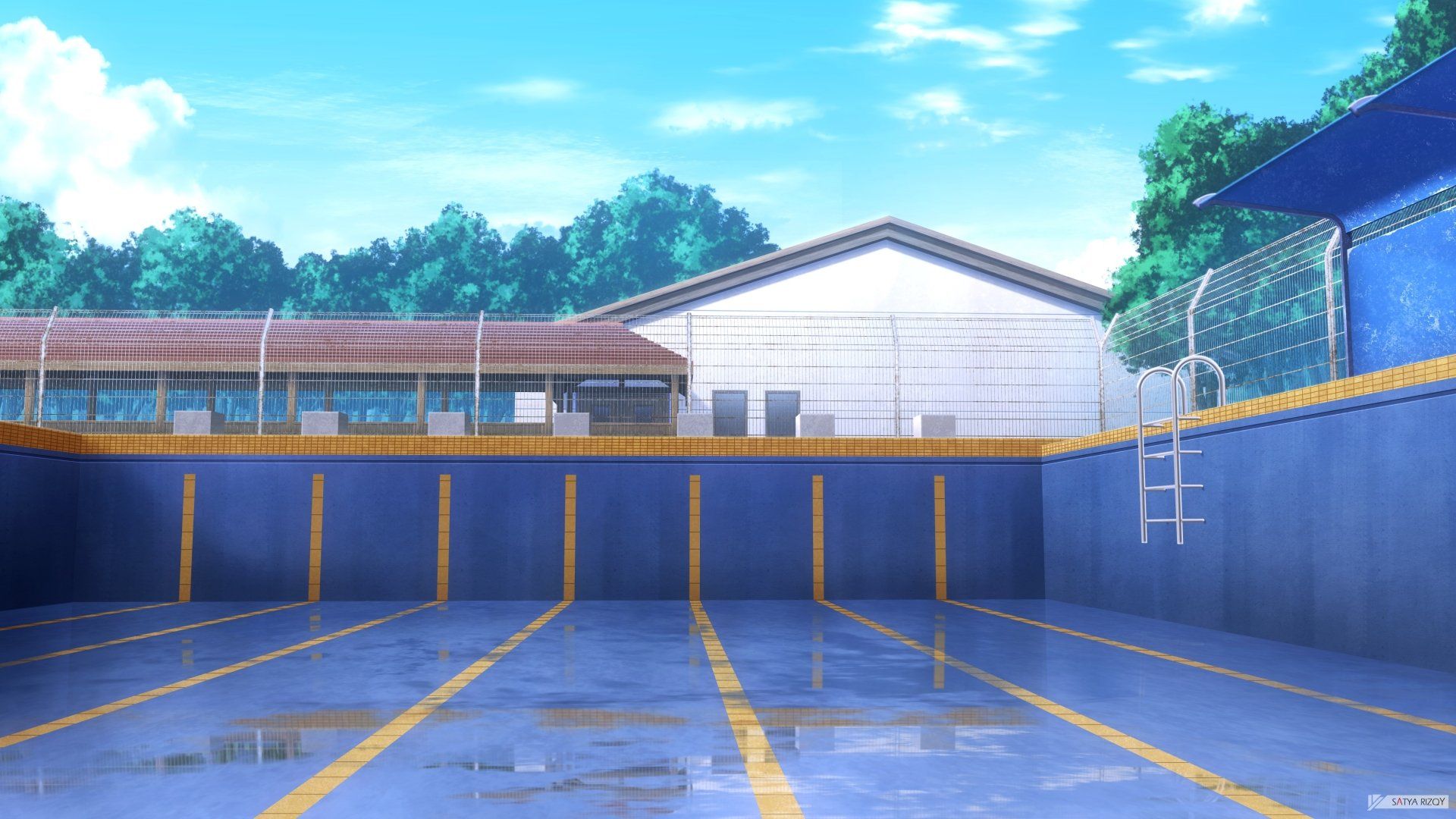 1920x1080 4K Ultra HD Original Anime Poolside Serenity Wallpaper