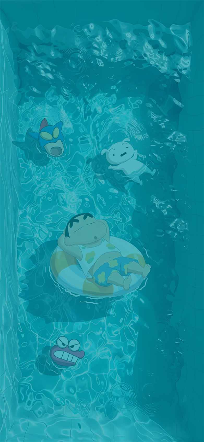 782x1692 Crayon Shin Chan Pool Relaxing Summer Wallpaper IPhone HD