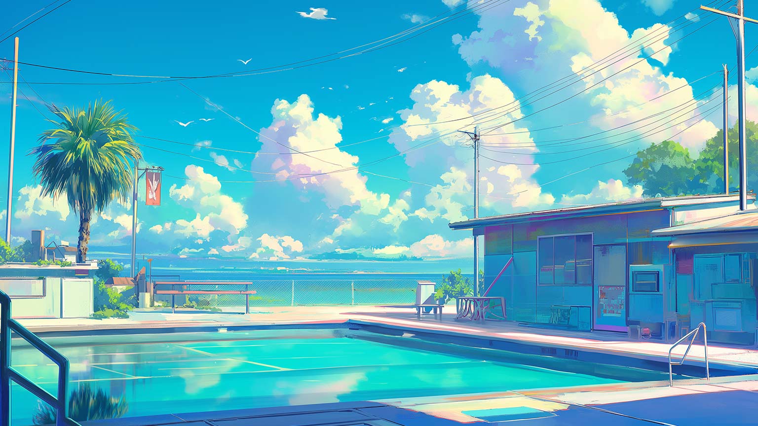 1536x864 Summer Pool Aesthetic Desktop Wallpaper Wallpaper 4k