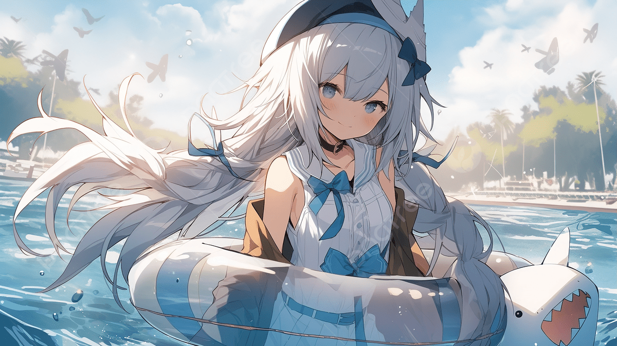 1200x673 Anime Character With Long White Hair Sitting In A Pool, Frisbee Picture, Frisbee, Play Background Image And Wallpaper for Free Download