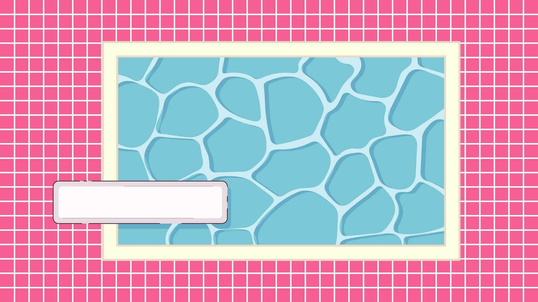 1742x980 Swimming pool top view cute kawaii lo fi background. Lounge zone with jumping desk. 2D vector cartoon exterior illustration, lofi aesthetic wallpaper desktop. Japanese anime scenery, dreamy vibes 27570059 Vector Art