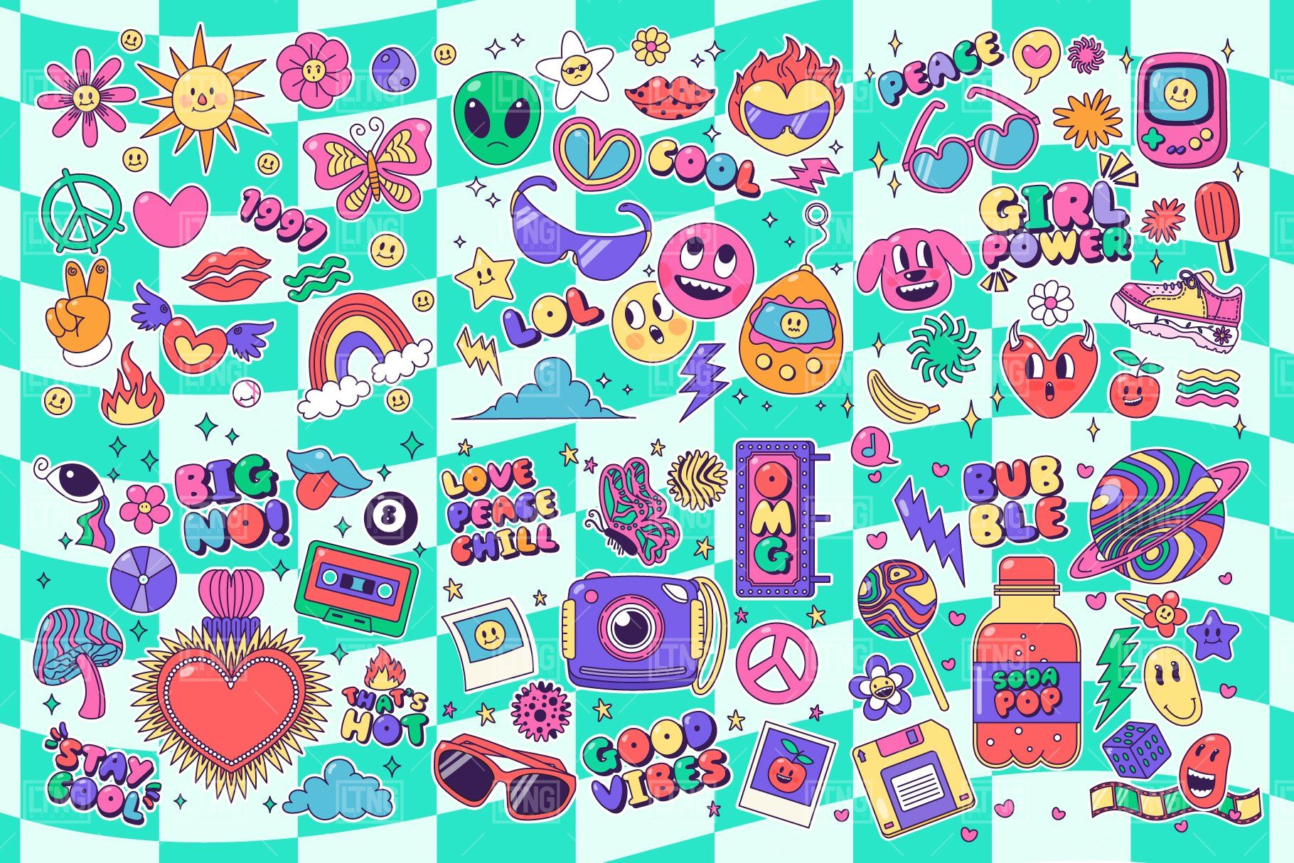 1820x1214 Y2k 90s Graphic Elements