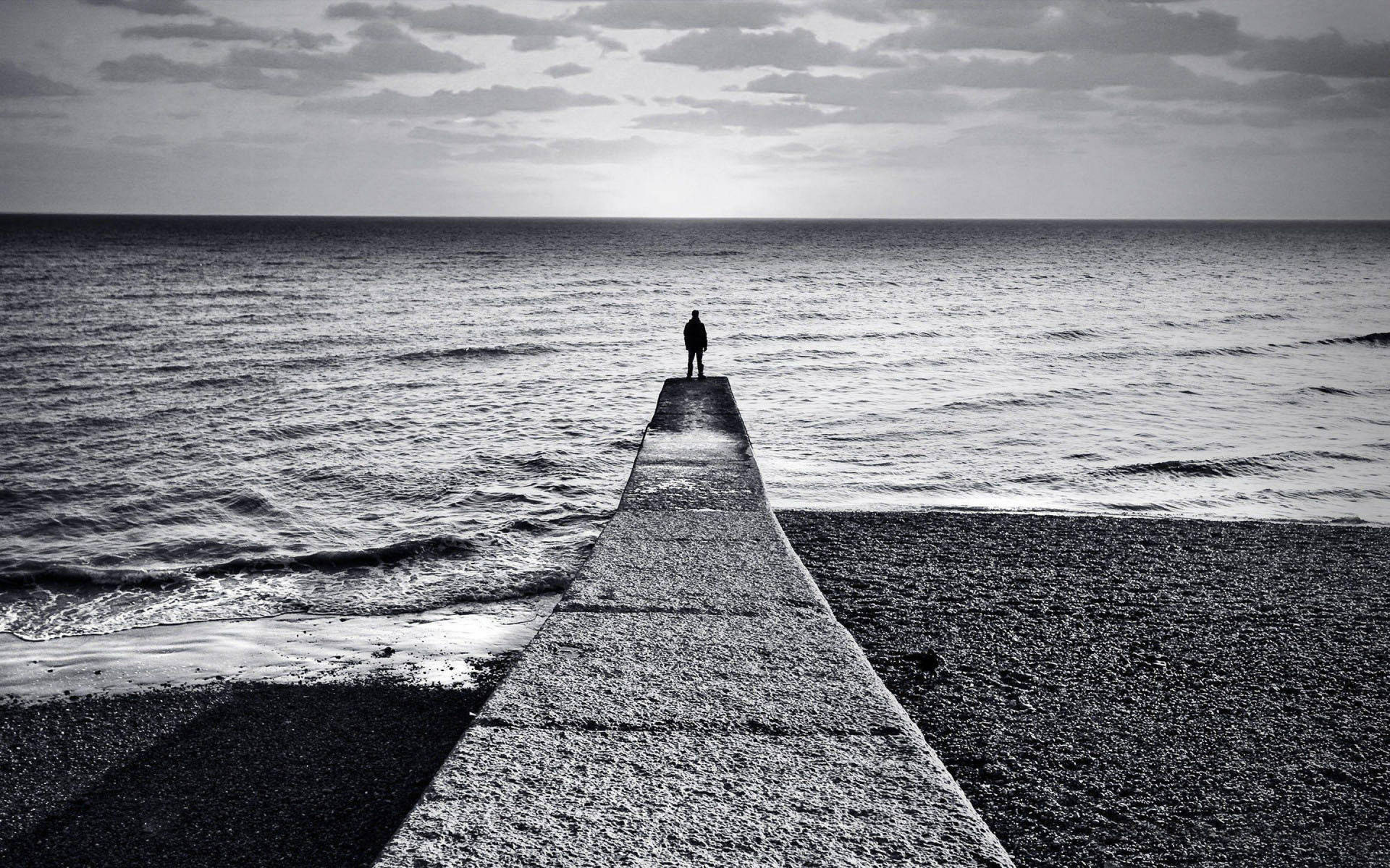 1920x1200 Download free Depressed Man On Stone Dock Wallpaper