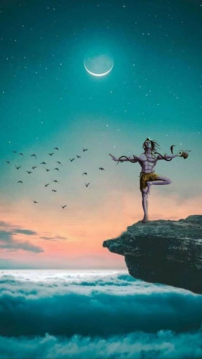 800x1423 New Bholenath, Moon Background, shiva tandav, hindu god, bhakti, devotional, HD phone wallpaper