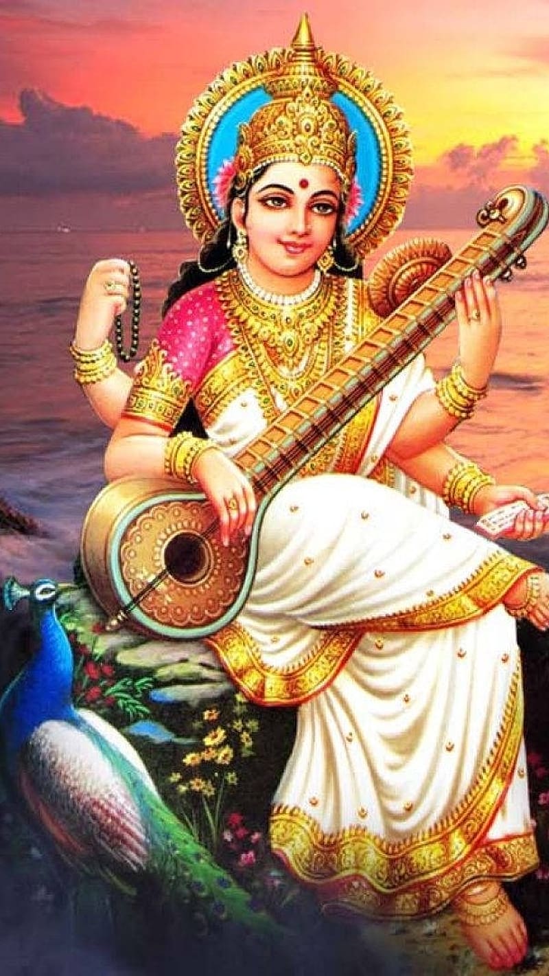 800x1421 2388x1668px, 1080P free download. Mata Rani 3D, Sarswati Mata, aesthetic, hindu, goddess, HD phone wallpaper