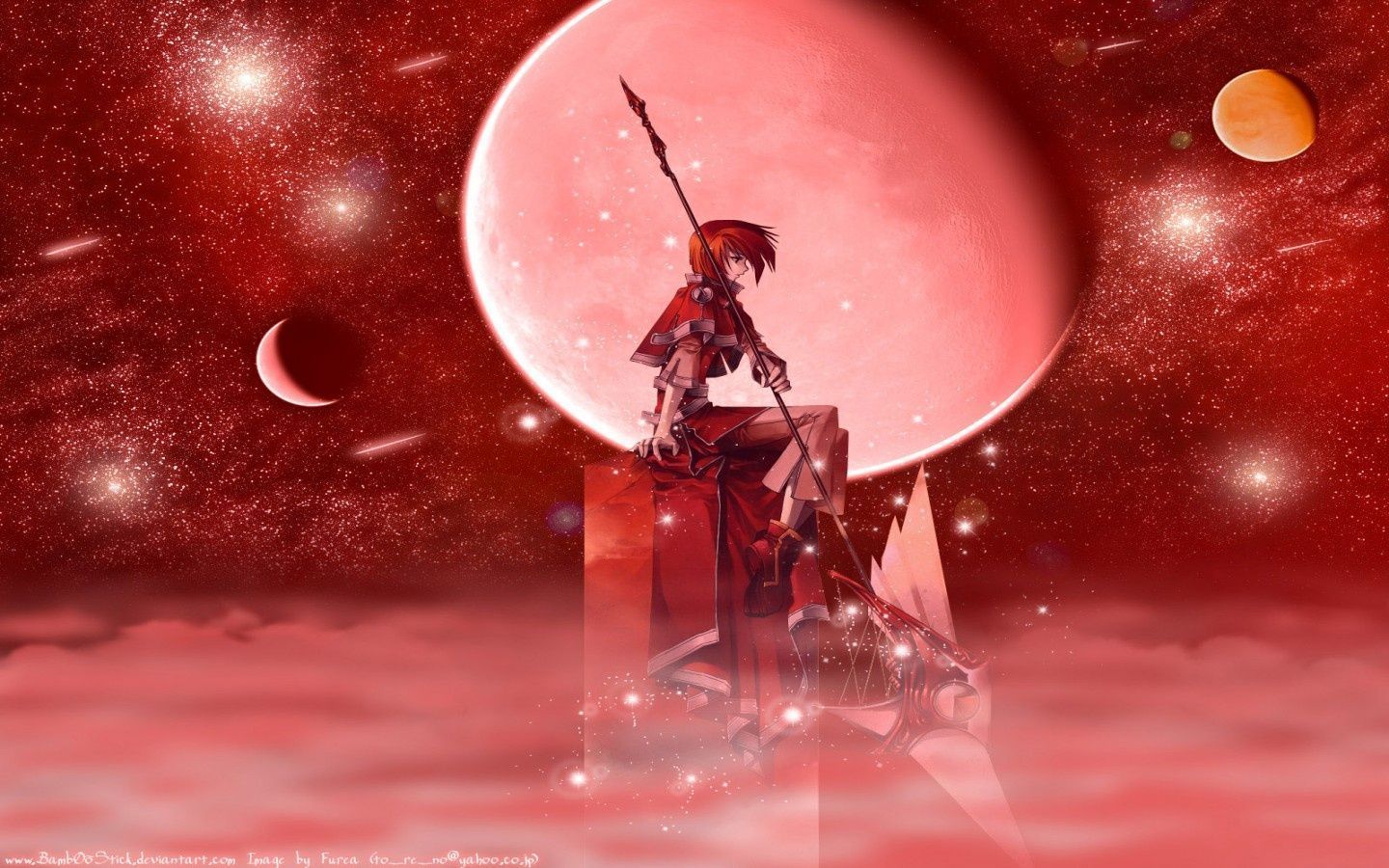1440x900 Anime Red Moon Wallpaper