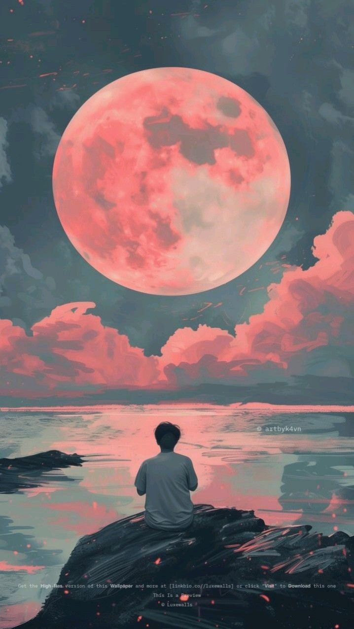 718x1276 boy and red moon