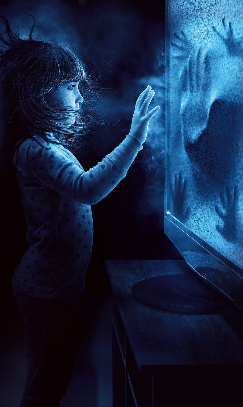 800x1339 Poltergeist, blue, dark, fantasy, ghost, girl, hand, horror, scary, HD phone wallpaper