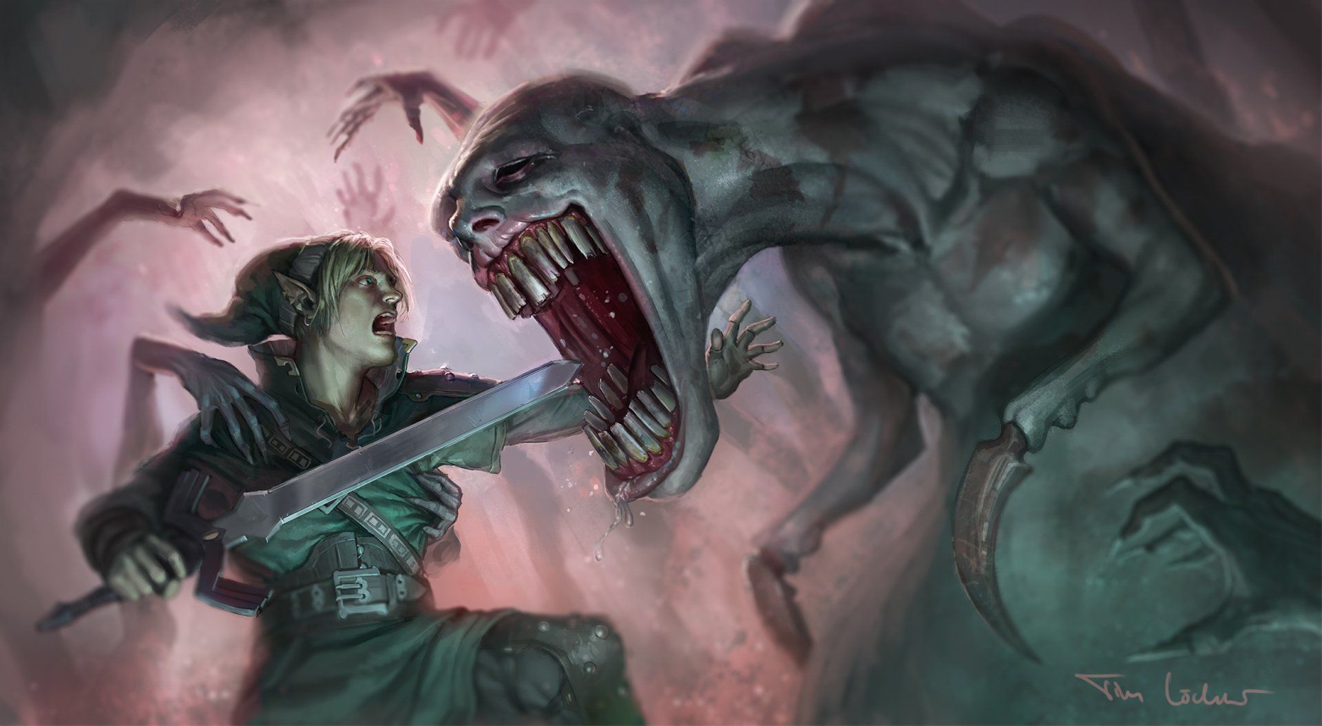 1920x1055 HD Wallpaper: Link vs. Dead Hand in The Legend Of Zelda Horror