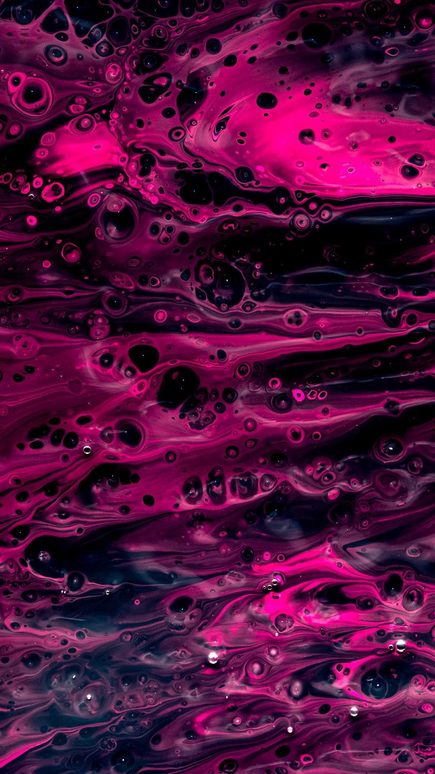 1440x2560 Pink Black Dark Paint Stains 4K HD Abstract Wallpaper