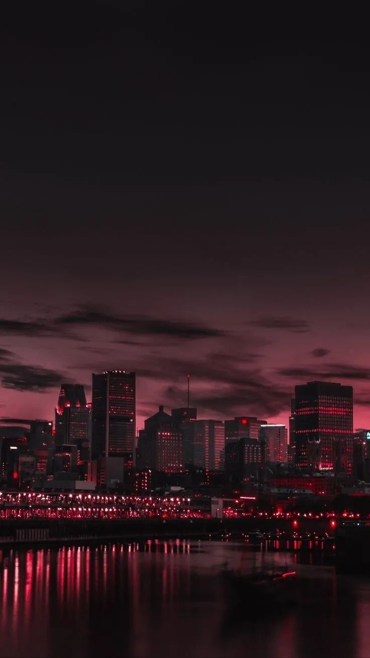 736x1308 Deep Rich Pink City Skyline At Night