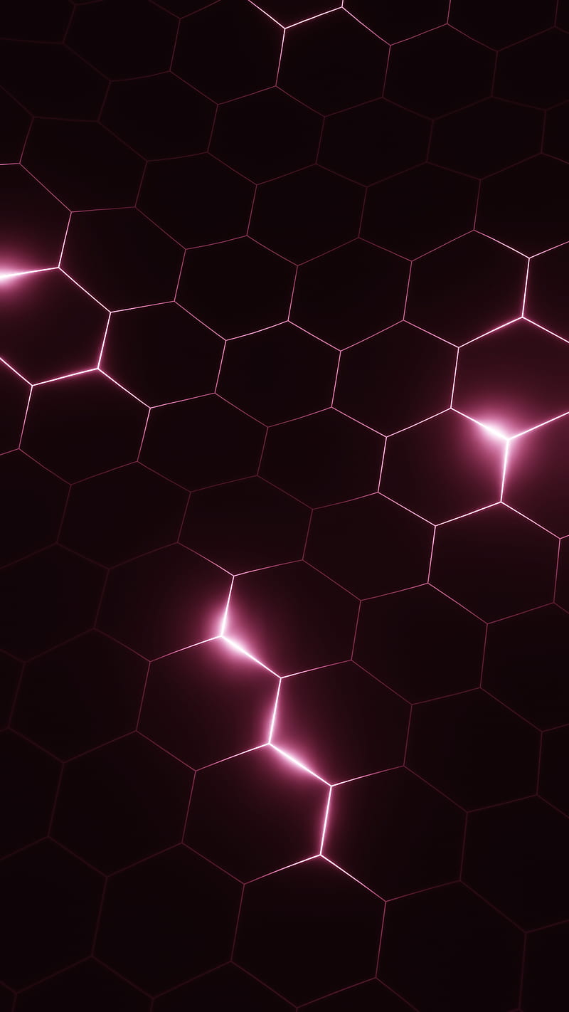 800x1422 Hot Pink Hex, Bertil, abstract, black, dark, geometric, hexagonal, lines, oled, HD phone wallpaper