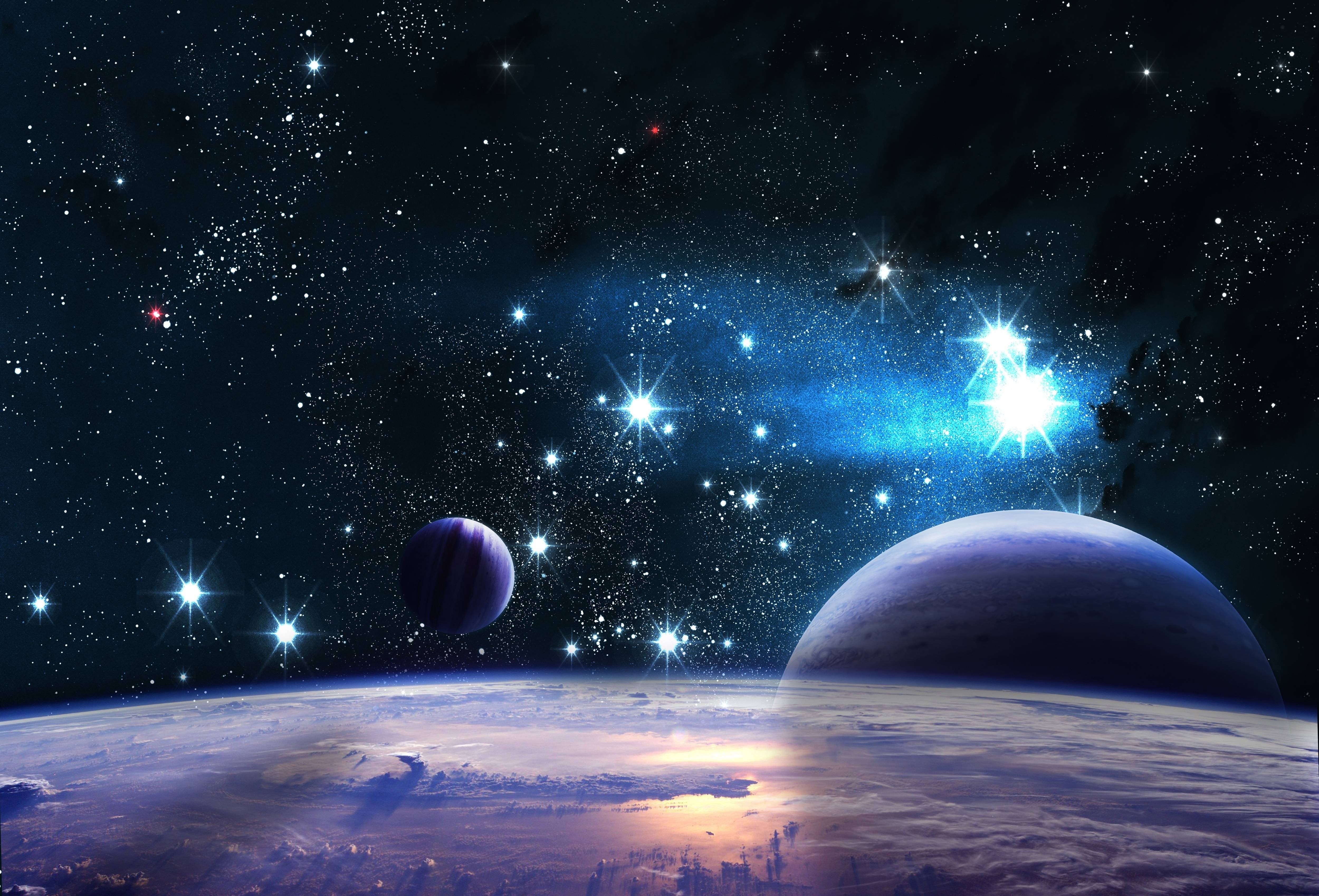 5000x3400 Photo of planet, stars, space, galaxy, clouds HD wallpaper