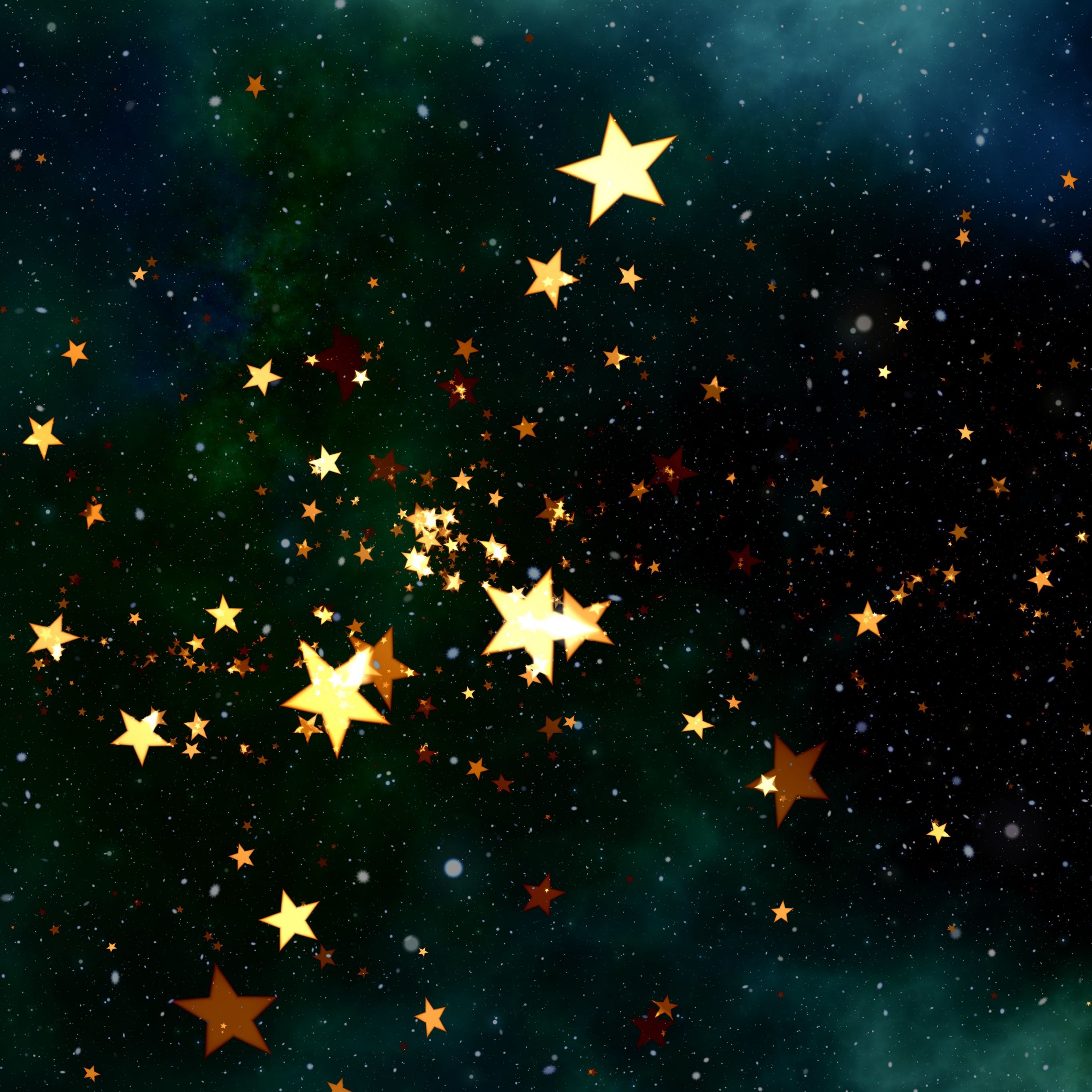 2732x2732 Stars Wallpaper 4K, Deep space, Golden stars, 5K