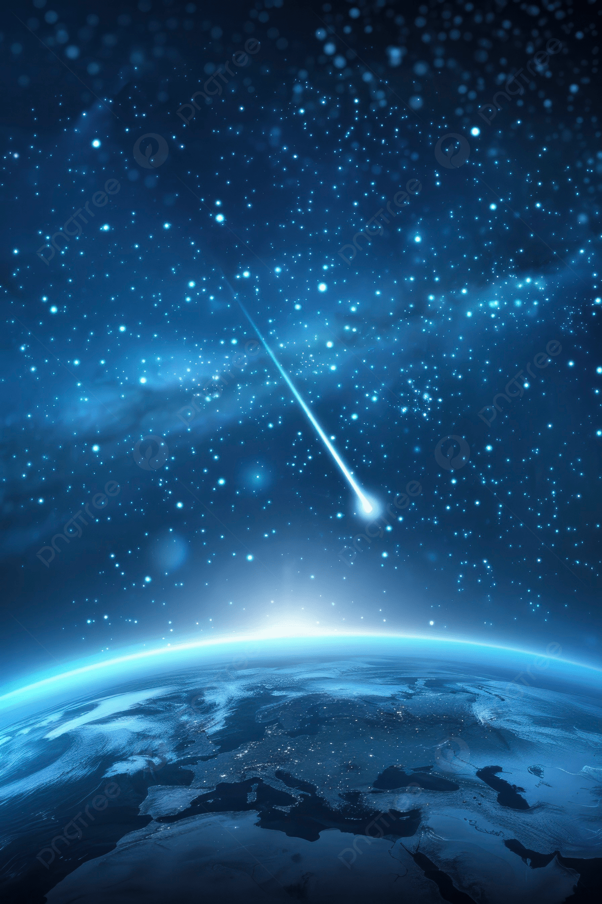 1200x1800 The Earth In Space With Stars And An Asteroid Trail Background Wallpaper Image For Free Download
