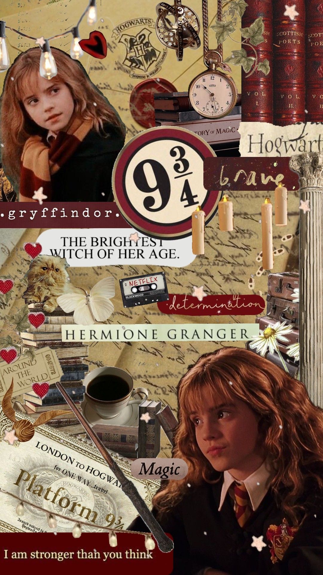 1080x1920 Check out emmaborrelli2011's Shuffles hermione granger #gryffindor # hermionegranger #hogwarts #harrypotter #red #books #magic #aesthetic # wallpaper
