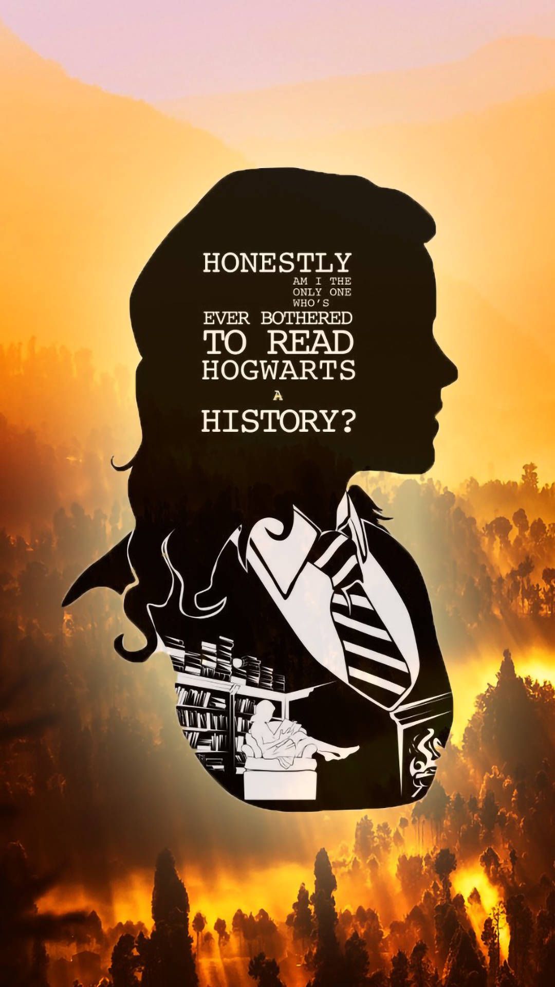 1080x1920 Aesthetic Harry Potter Hermione Silhouette Wallpaper