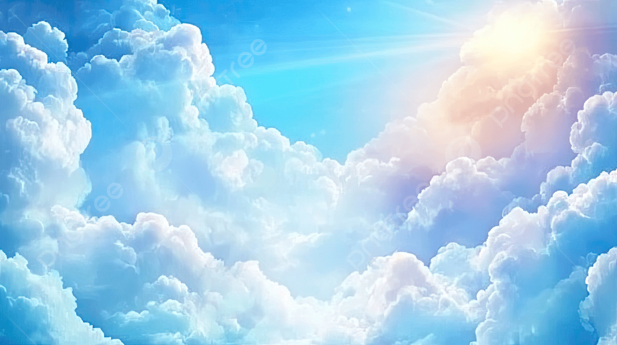 1200x672 Beautiful Blue Sky With White Fluffy Clouds In The Background On Sunny Day, Sky, Clouds, Sunny Background Image And Wallpaper for Free Download