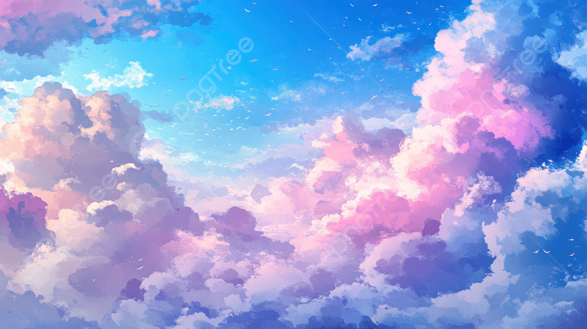 1200x673 Art Of A Sky Full Fluffy Clouds In Pastel Colors Pink And Blue, Cloud, Sky, Blue Background Image And Wallpaper for Free Download