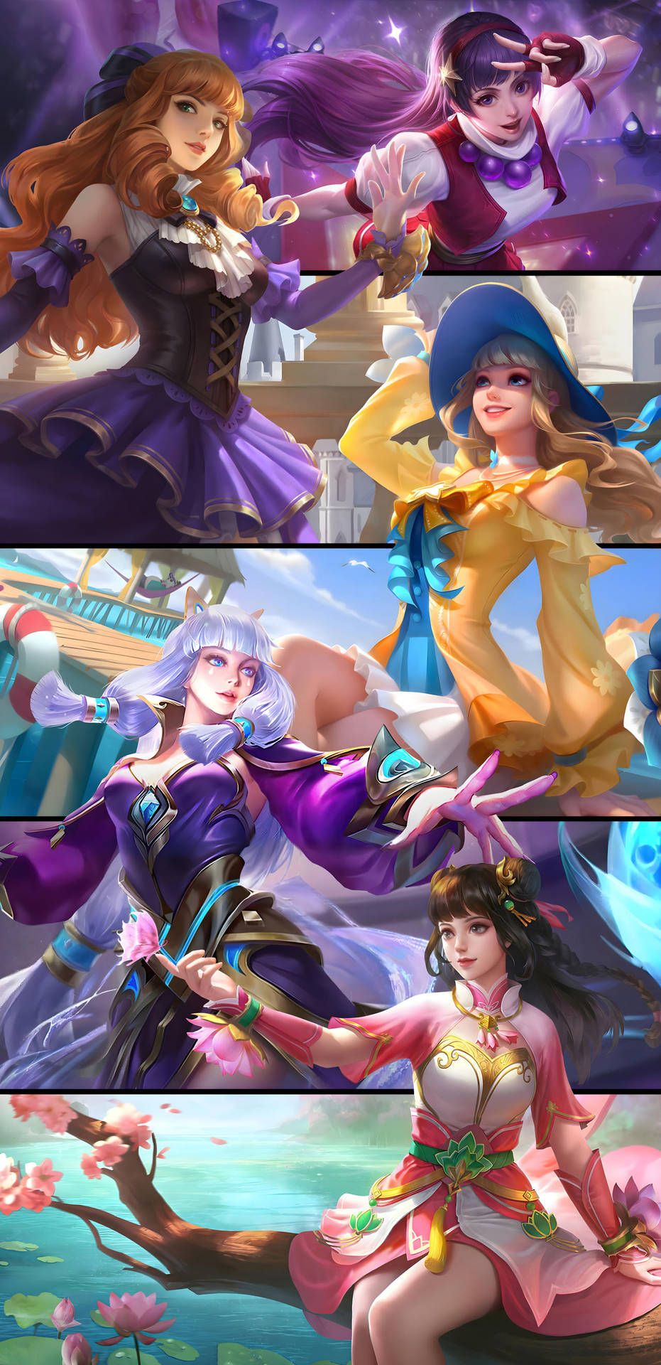 931x1920 Mobile Legends Guinevere Skins Collage Wallpaper