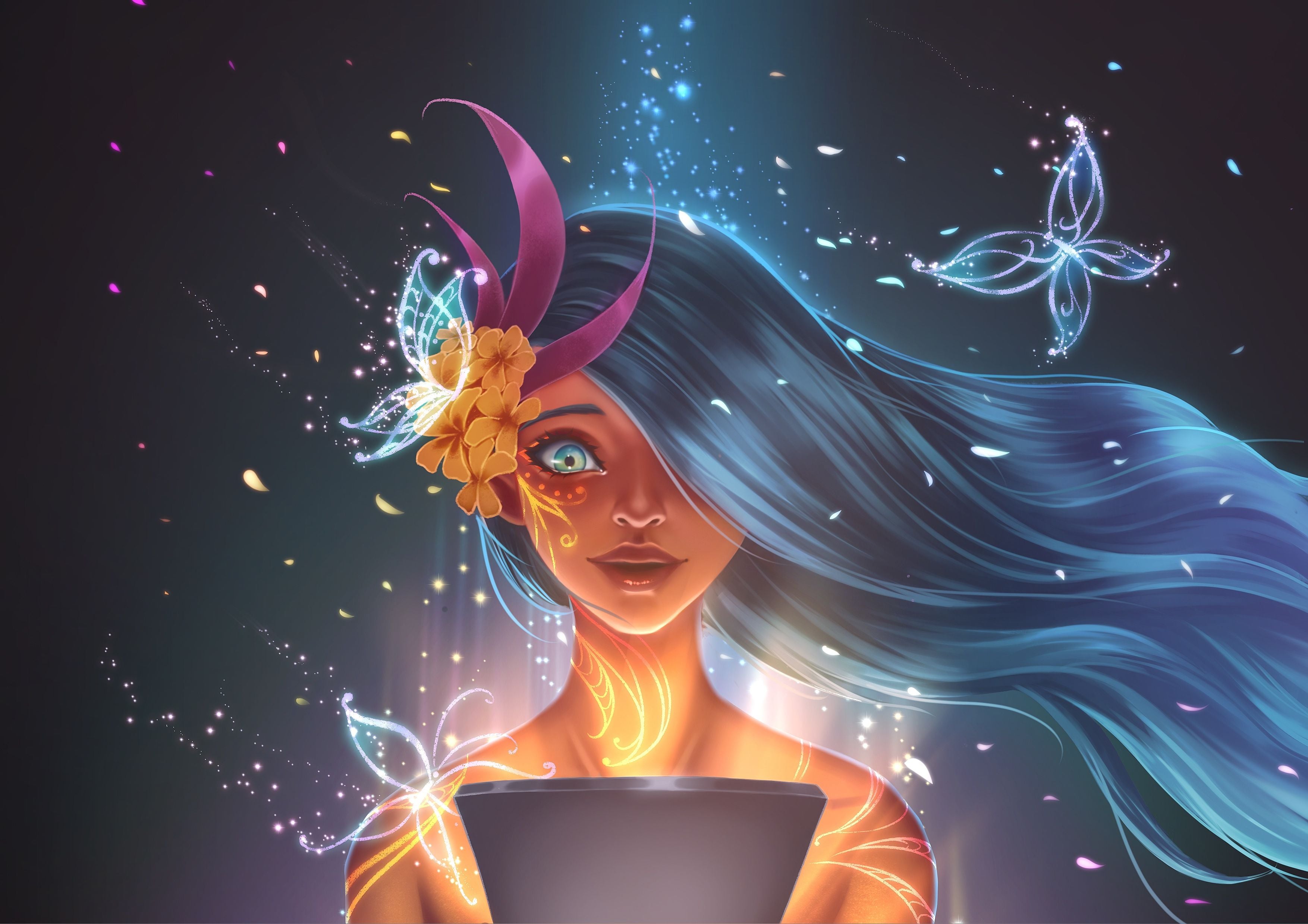 3508x2480 Magic girl Wallpaper 4K, Angel, Girly