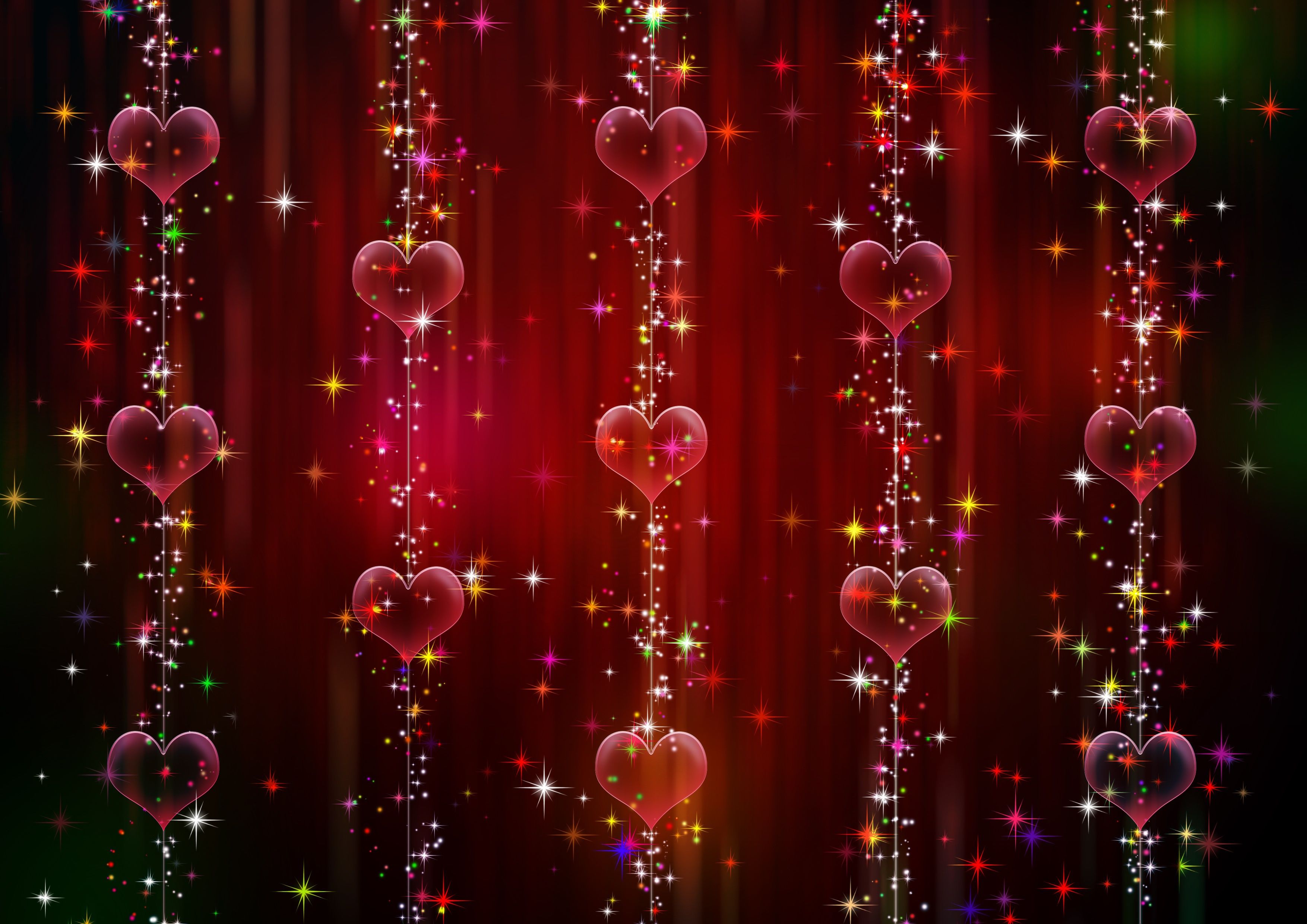 3508x2480 Wallpaper background, graphics, texture, sparks, hearts, garland, digital art for mobile and desktop, section текстуры, resolution 3508x2480