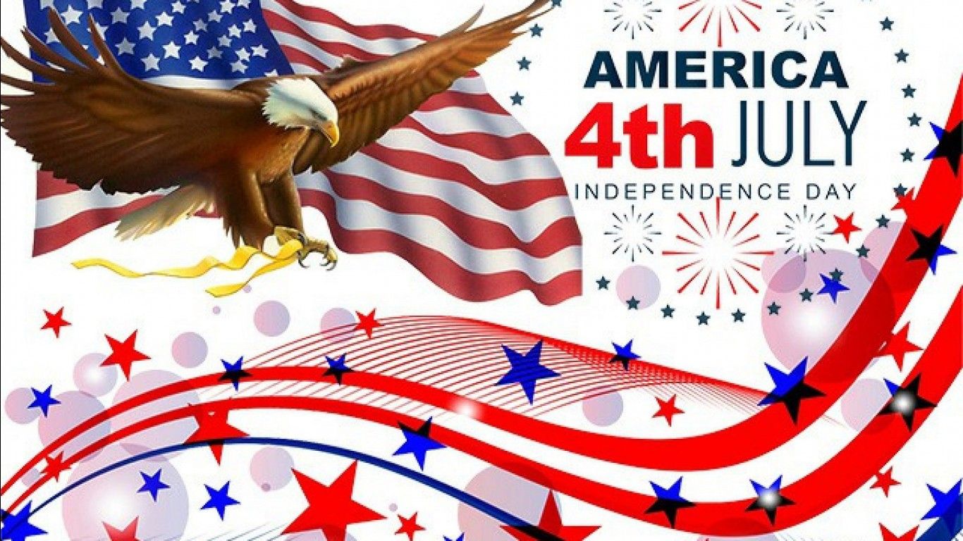 1366x768 American Flag Bald Eagle July 4th Independence Day In The United States HD 4th Of July Wallpaper
