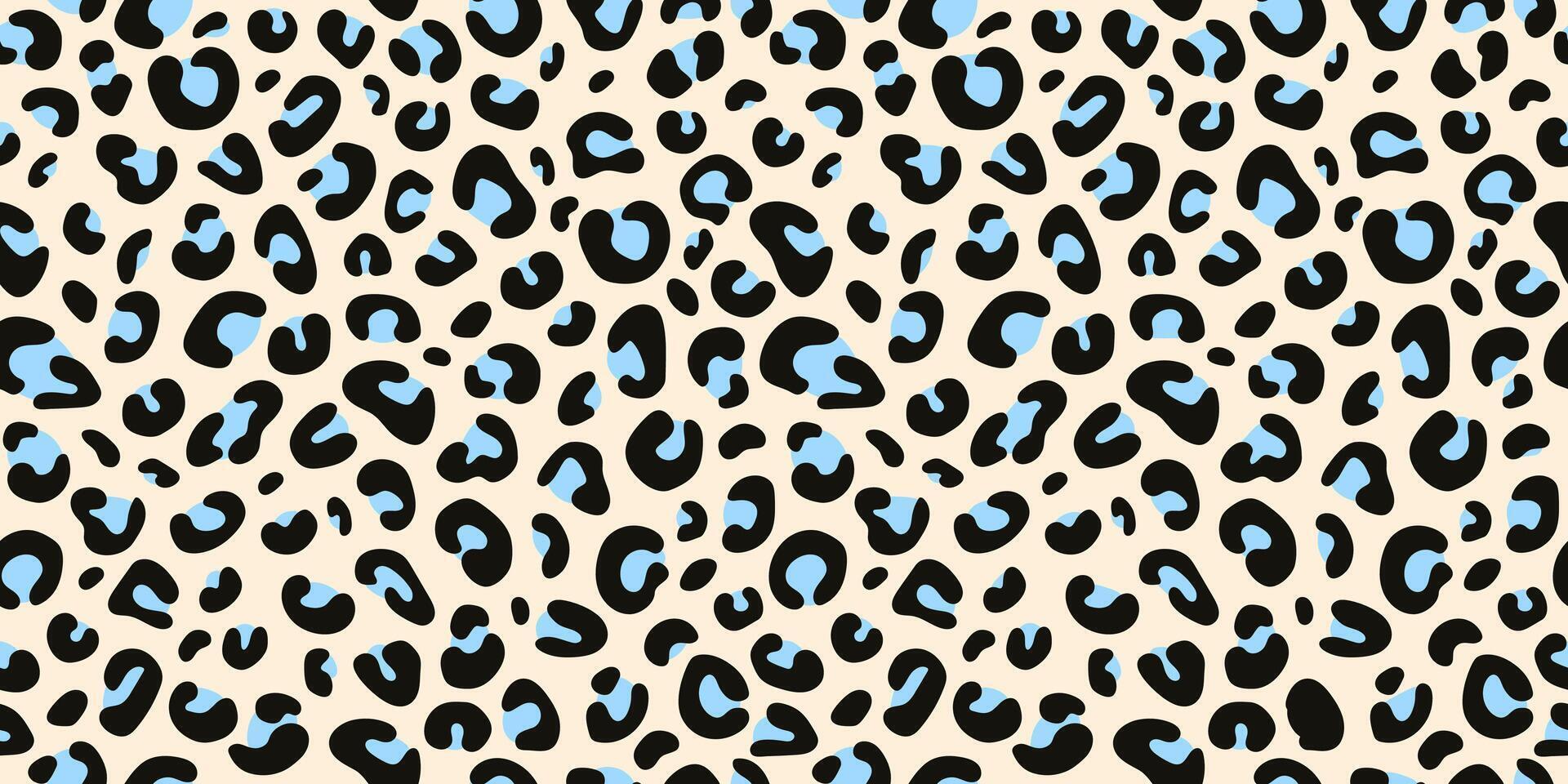 1920x960 Leopard abstract seamless pattern with blue spots. Jaguar print. Cheetah spotted background. Animal print for fashion, textiles, print nails, wrapping paper, wallpaper. Hand drawn illustration