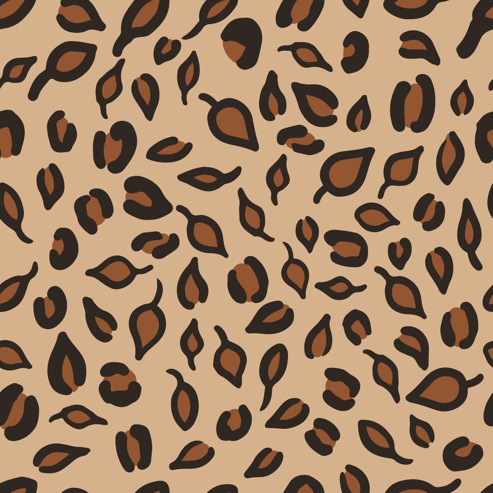980x980 Leopard or jaguar seamless pattern made of fall leaves. Trendy animal print with autumn colors. Vector background for fabric, textile, wallpaper, wrapping paper, etc
