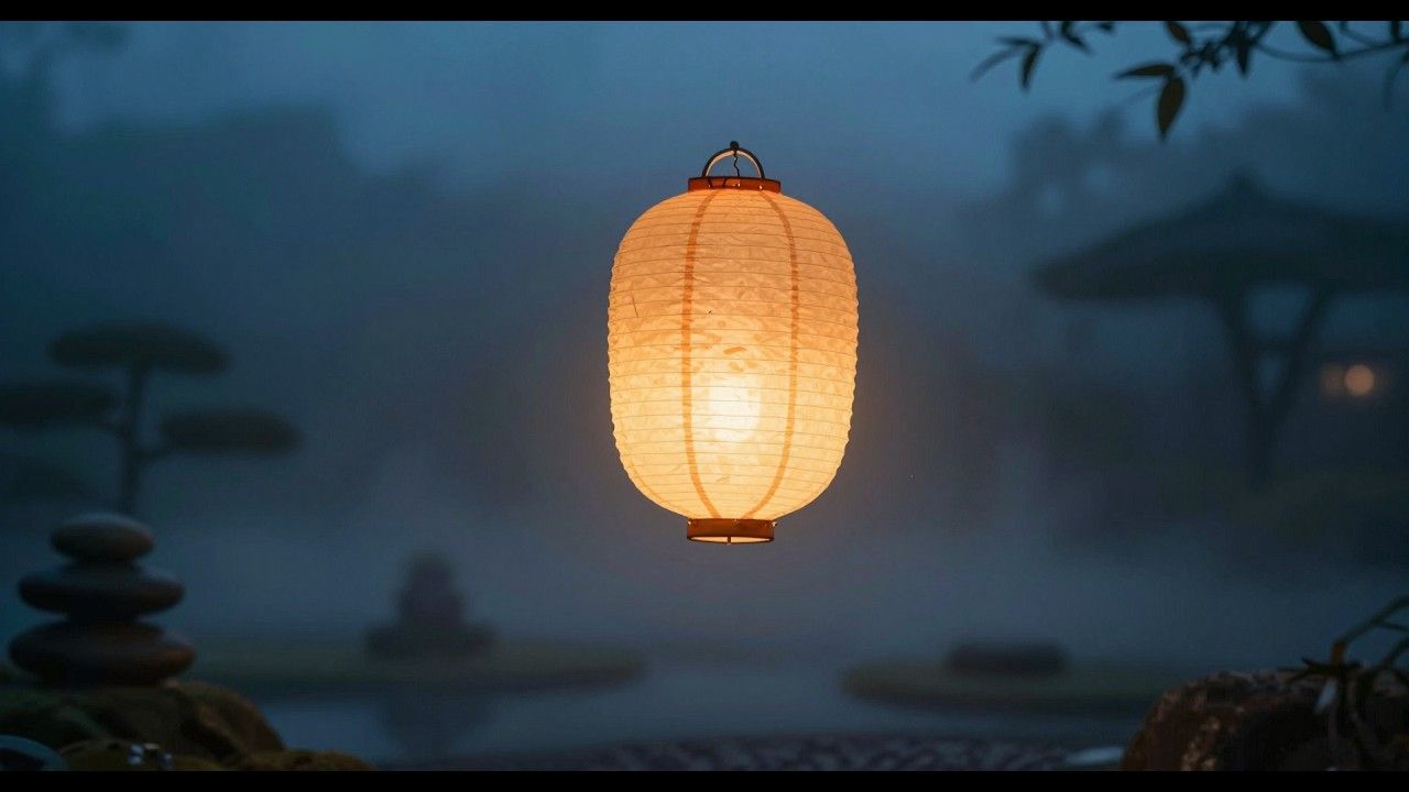 1280x720 Japanese Cello Music. Paper Lantern Drift