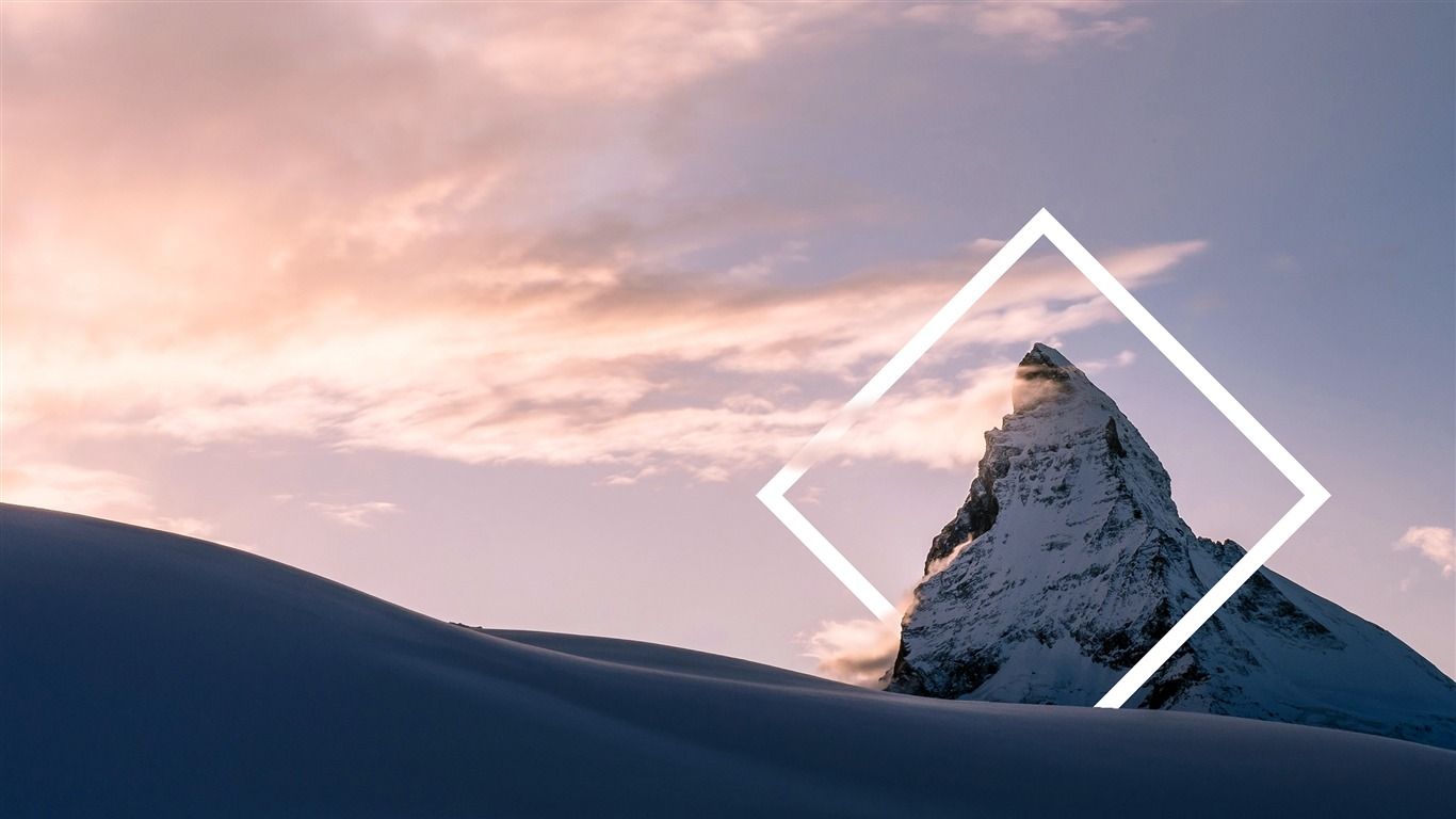 1366x768 Geometric image peak snow mountains winter