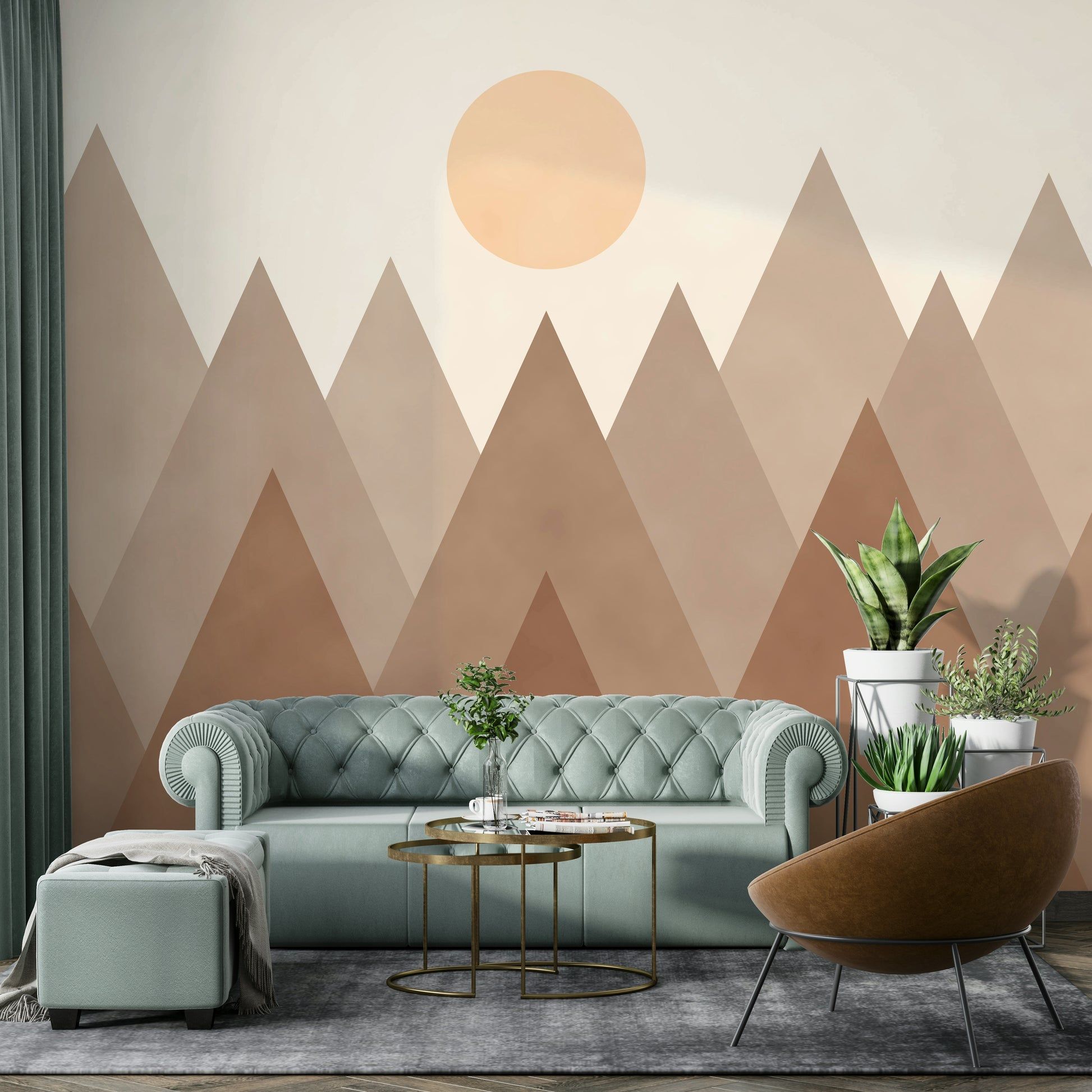 1946x1946 Brown Geometric Mountains Wallpaper