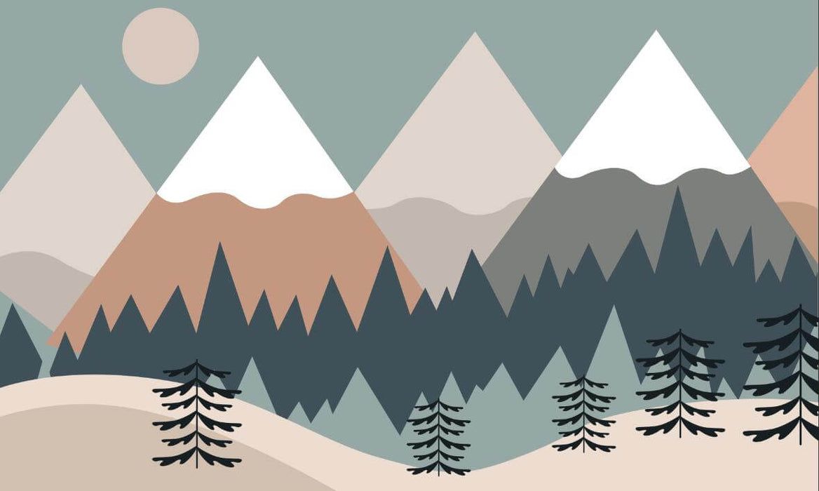 1168x700 Geometric Mountain Mural for Kids Rooms