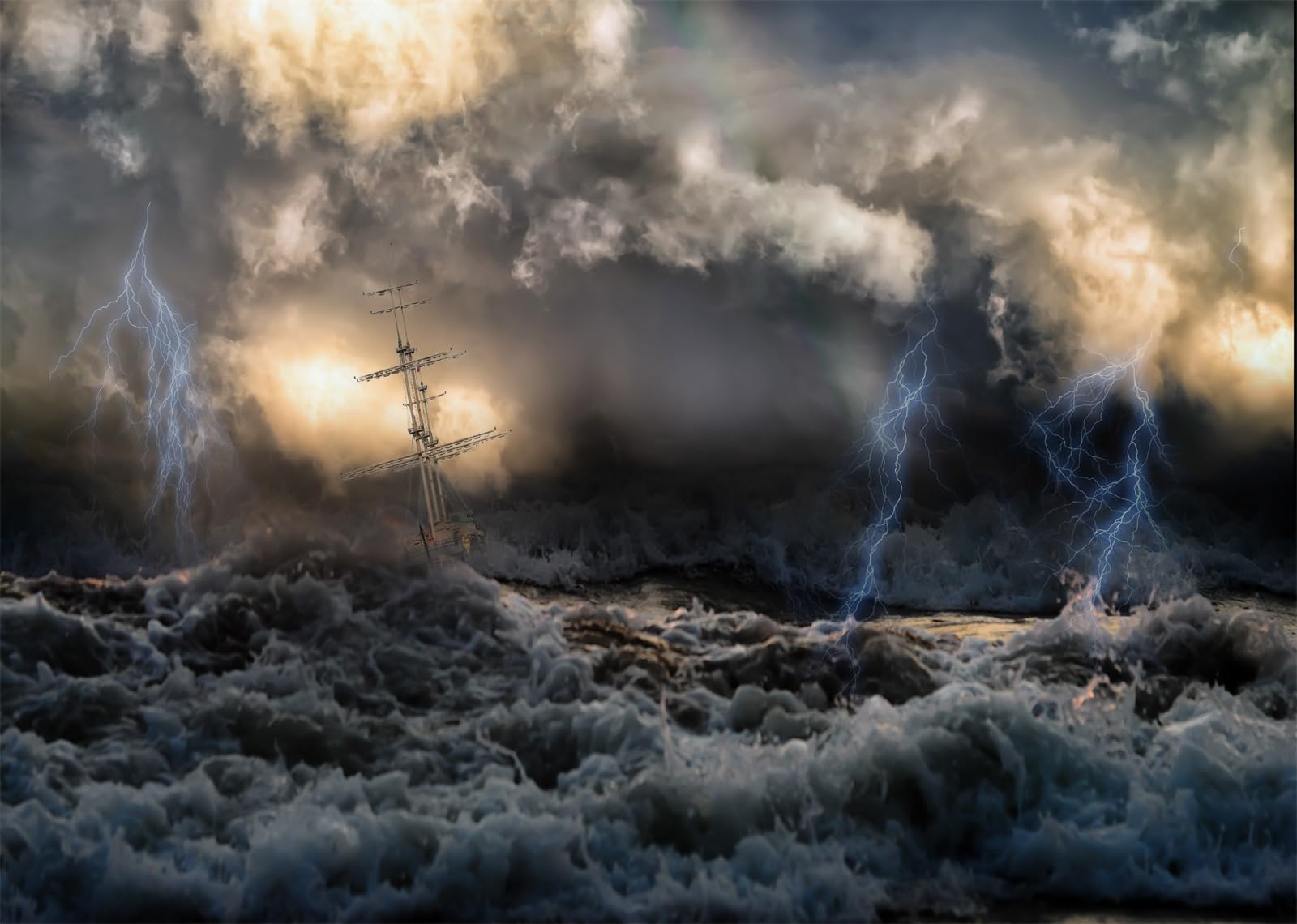 1600x1140 Amazon.com : Loccor 12x10ft Fabric Ocean Rainstorm Lightning Backdrop Dramatic Sky Thunder Lightning Raging Sea Waves Sailing Ship Background Ocean Nautical Party Decoration Photohoot Studio Props