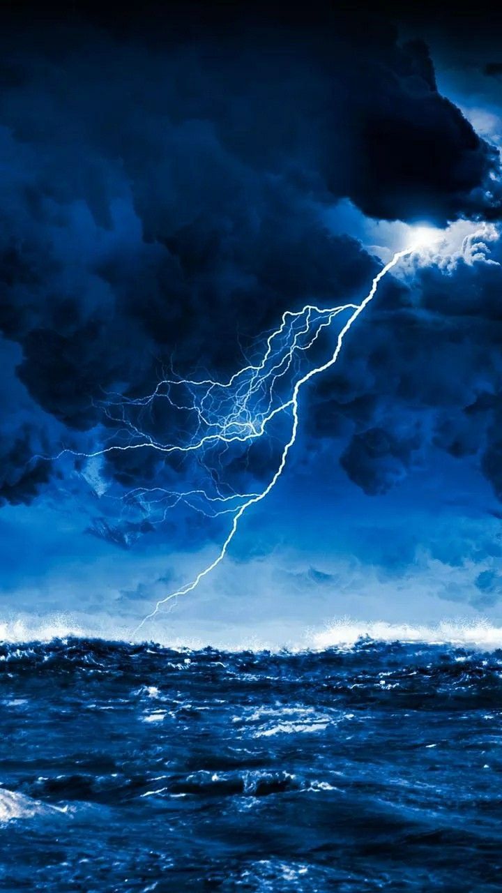 720x1280 Best Wallpaper by FalkaR. Lightning over ocean wallpaper, Lightning storm over water wallpaper, Blue lightning storm wallpaper