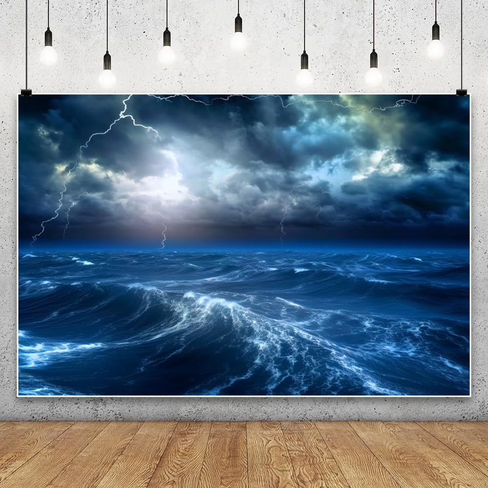 1000x1000 Amazon.com : YongFoto Ocean Lightning Storm Backdrop 7x5ft Dark Cloudy Sky Thunderstorm Photography Background Birthday Bible School Jesus Halloween Pirate Themed Party Banner Room Decor Photo Booth Wallpaper