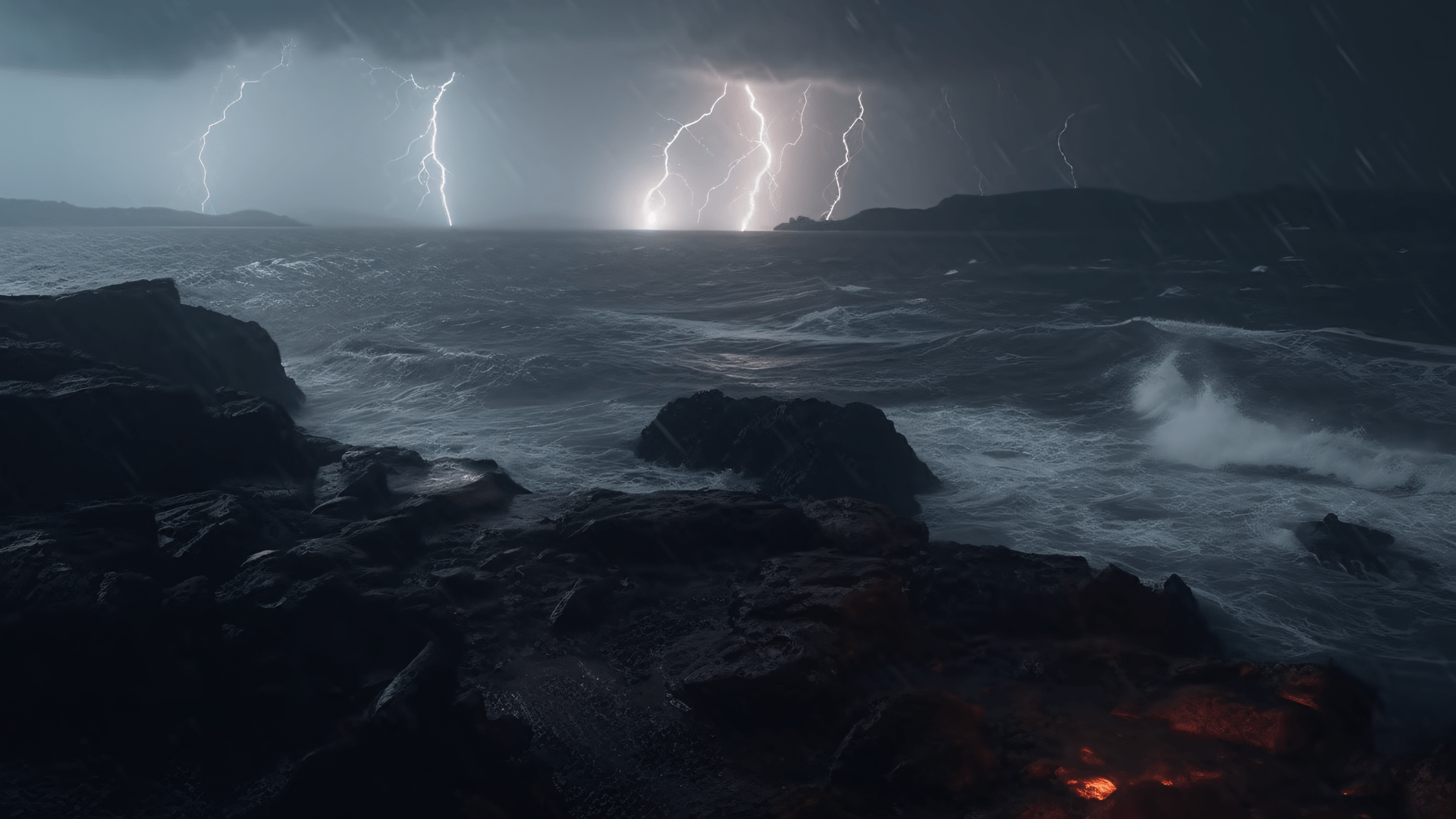 1920x1080 Thunderstorm over sea [1920 x 1080]