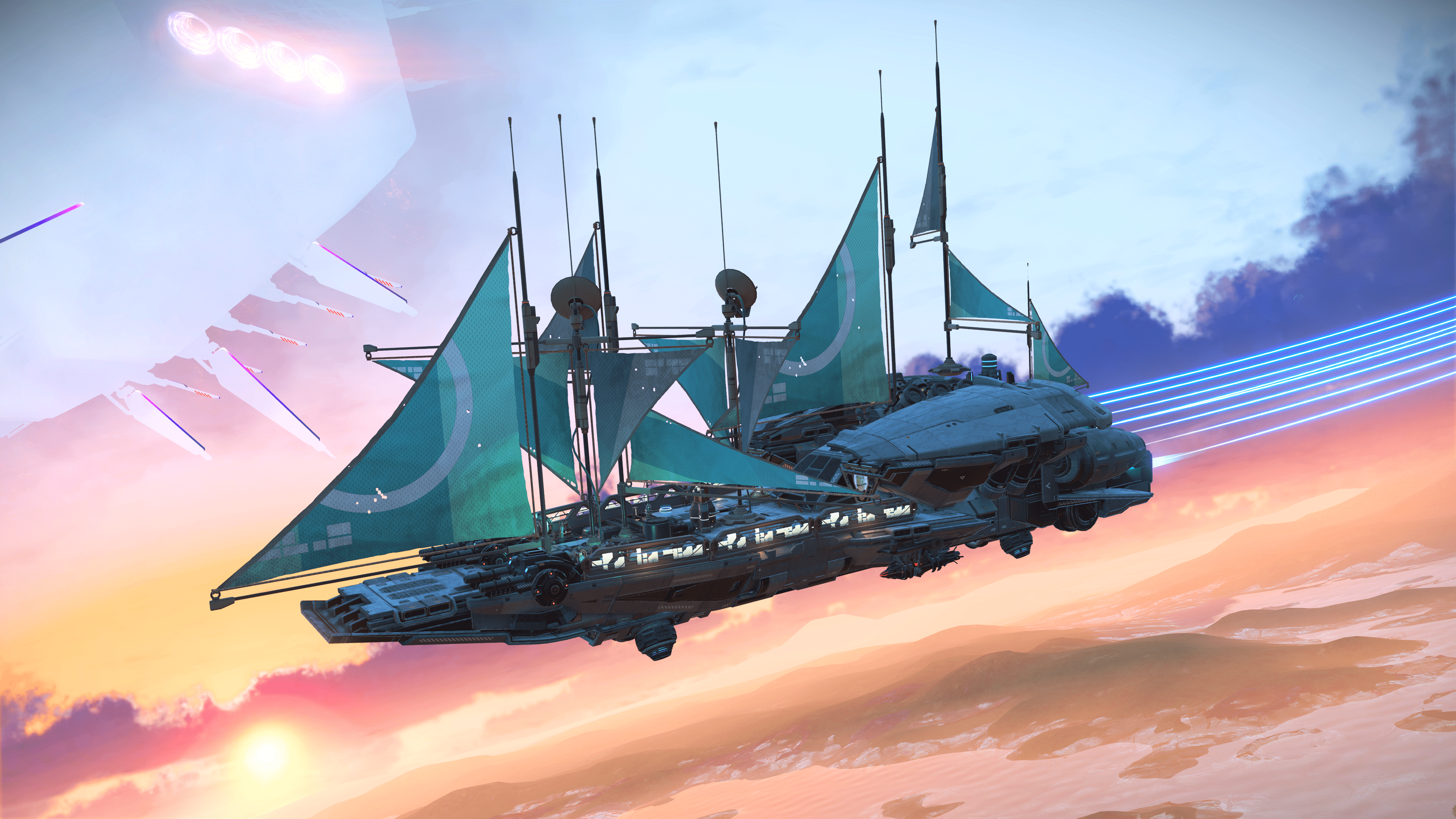 3840x2160 Space sailboat