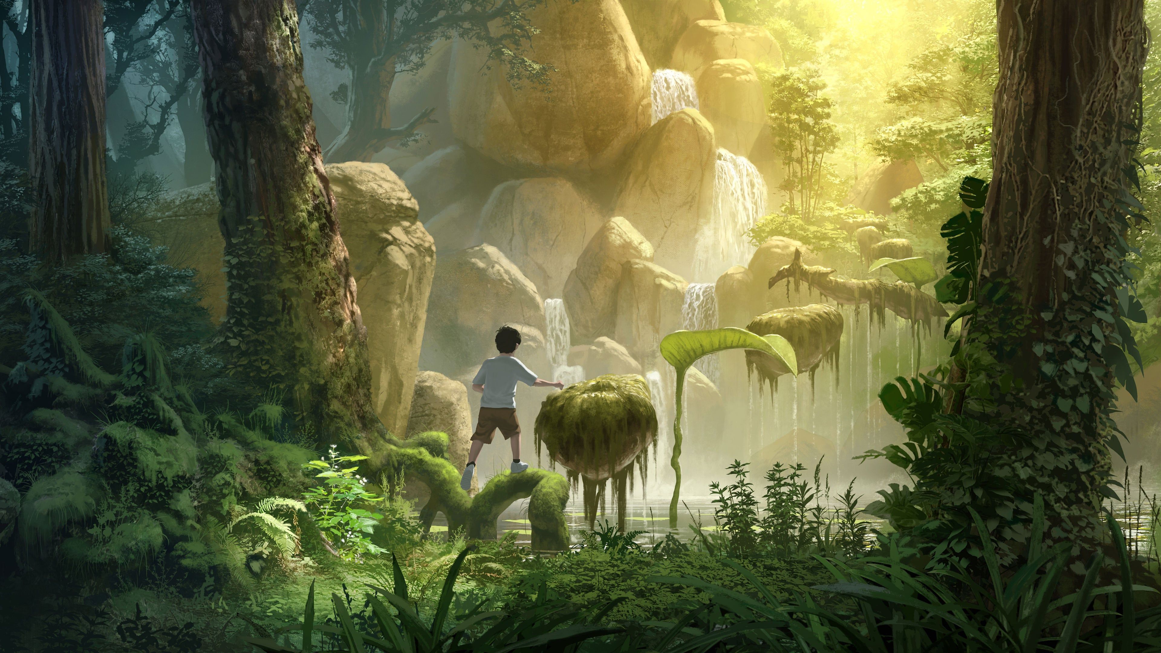 3840x2160 A boy wandering alone in a forest [3840 x 2160]