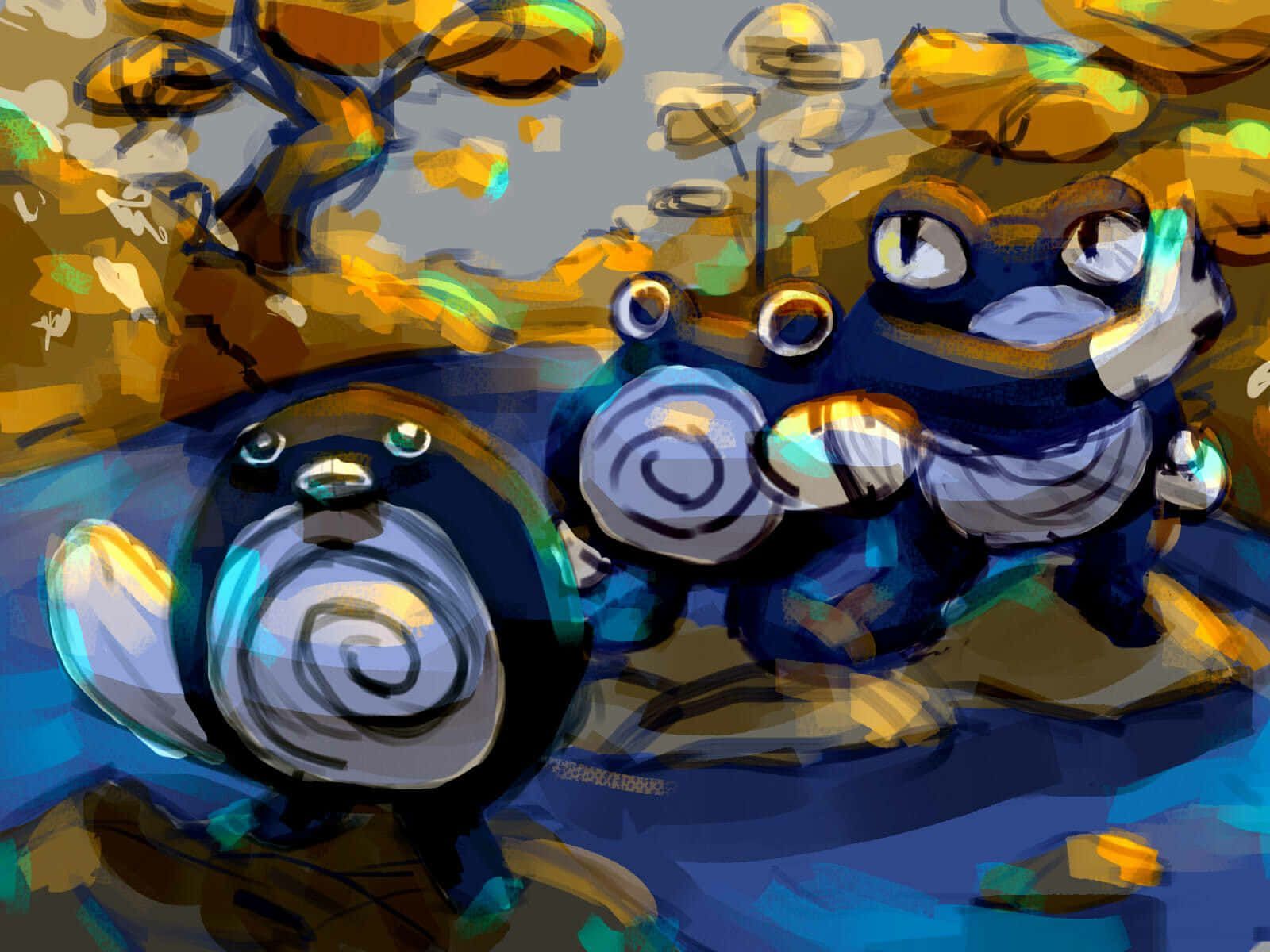 1600x1200 Descargar fondos de Poliwag, politoed Y Poliwhirl Ilustraciones