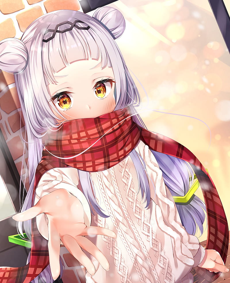 800x985 Hololive, murasaki shion, loli, scarf, winter, silver hair, Anime, HD phone wallpaper