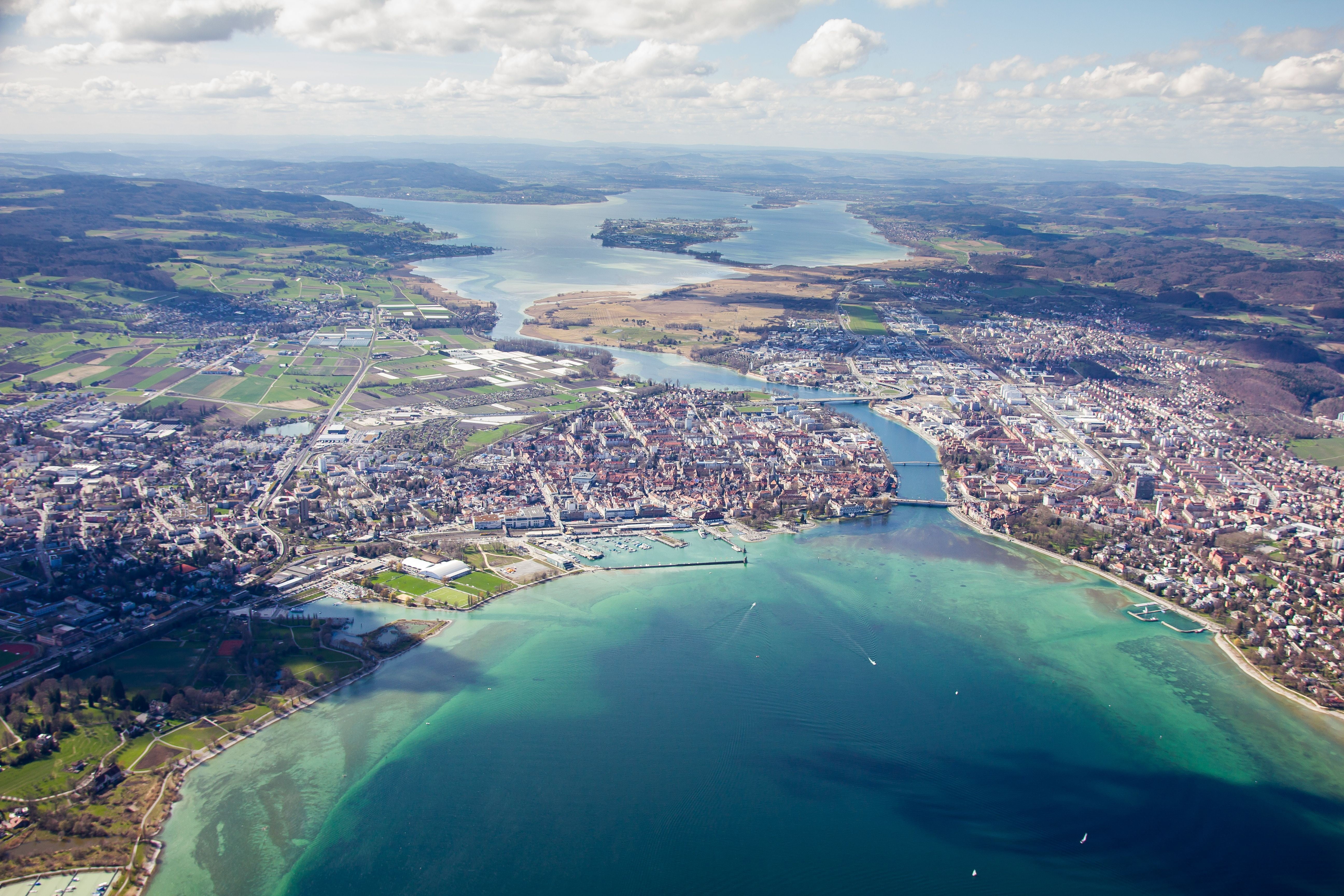 5184x3456 Green body of water, lake, Lake Constance, Konstanz, aerial view HD wallpaper